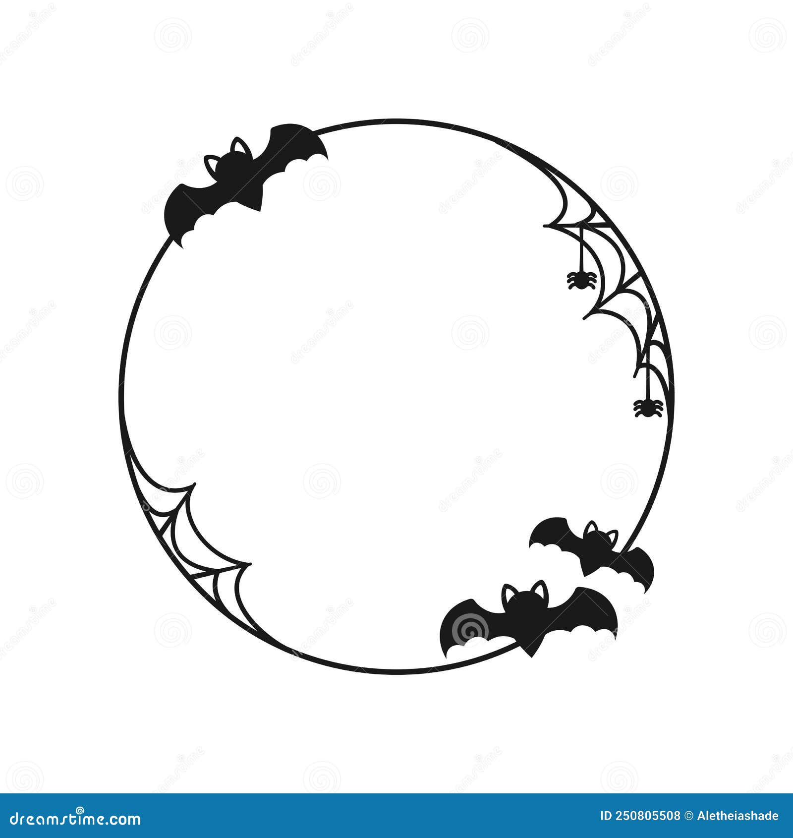 Wallpaper #V4v_dpcBcm9NJah-YnkY162 Bat with Spider Webs Round Border Frame Template Halloween Theme