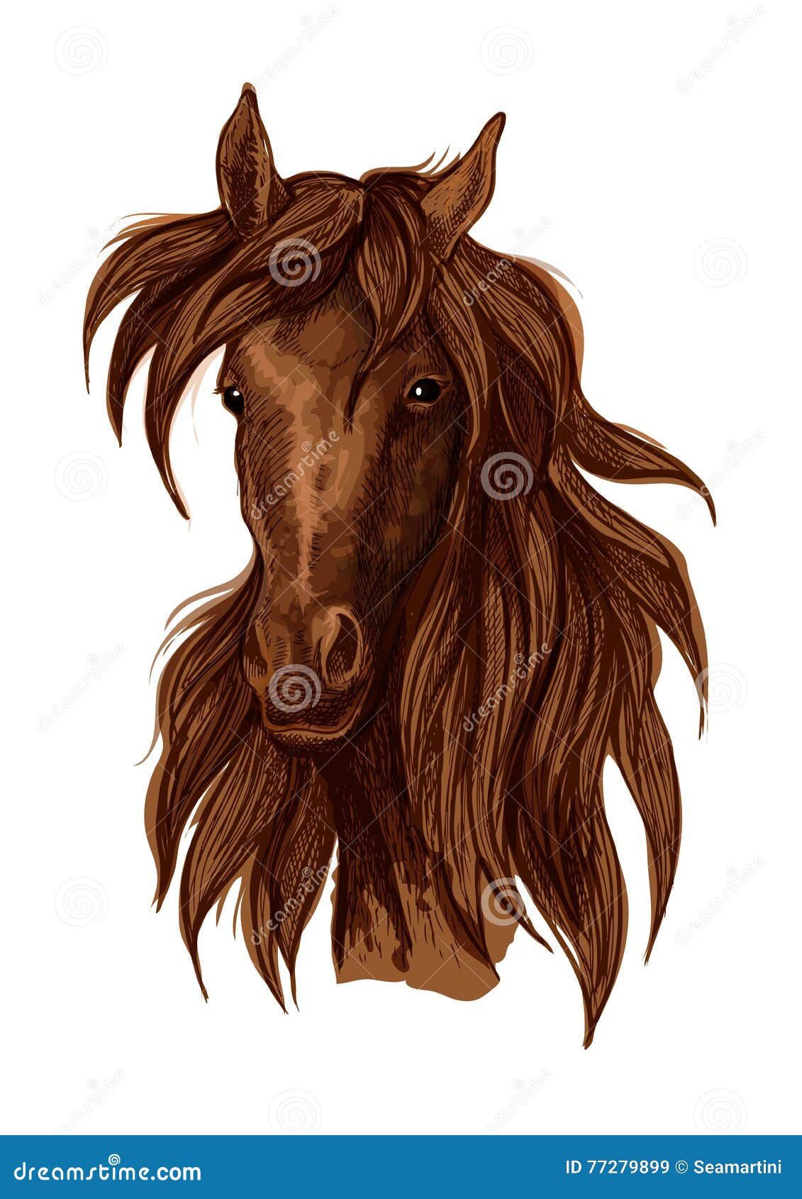 Wallpaper #QX1m8I4Bnwiau_P65AaY35 Brown Mustang Horse Artistic Portrait Stock Vector Illustration of
