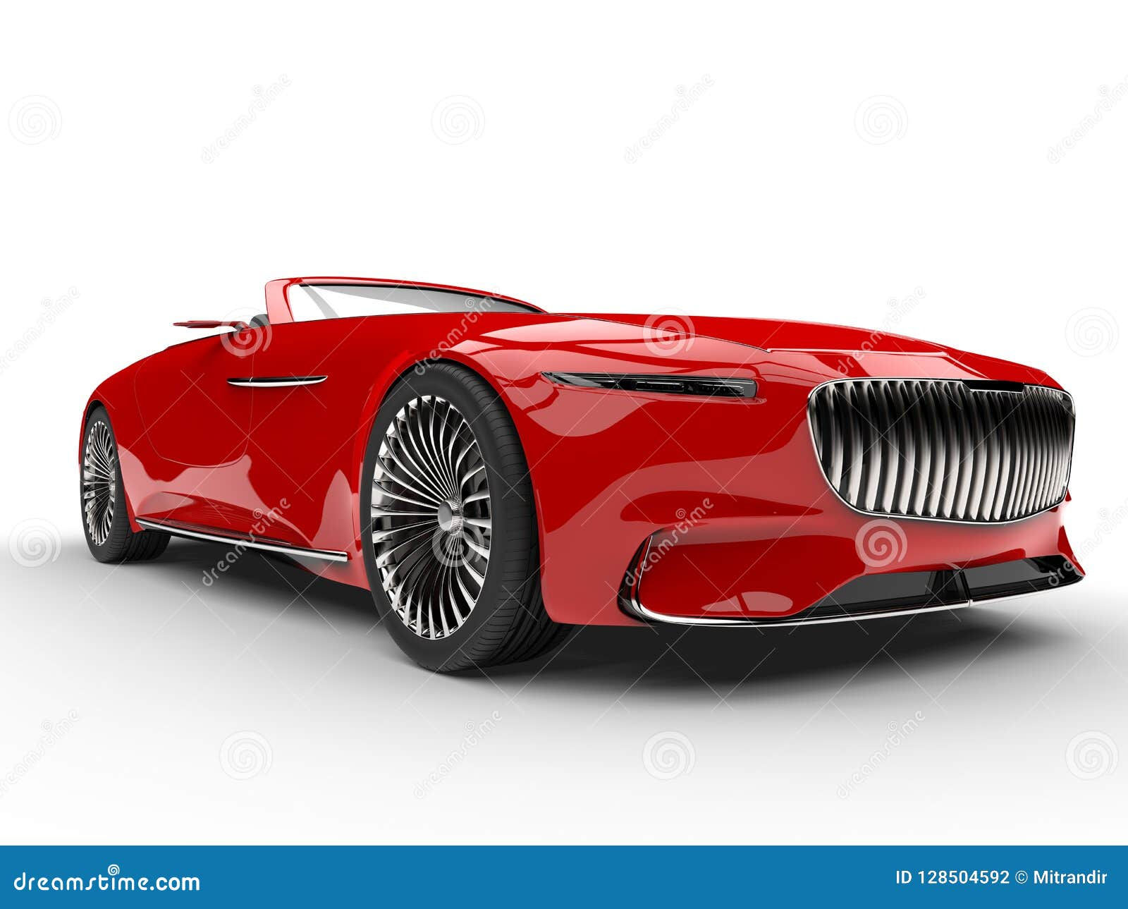 Wallpaper #QWd37pIBSpphPi3-ql0r17 Bright Red Modern Cabriolet Concept Car Front View Closeup Shot Stock