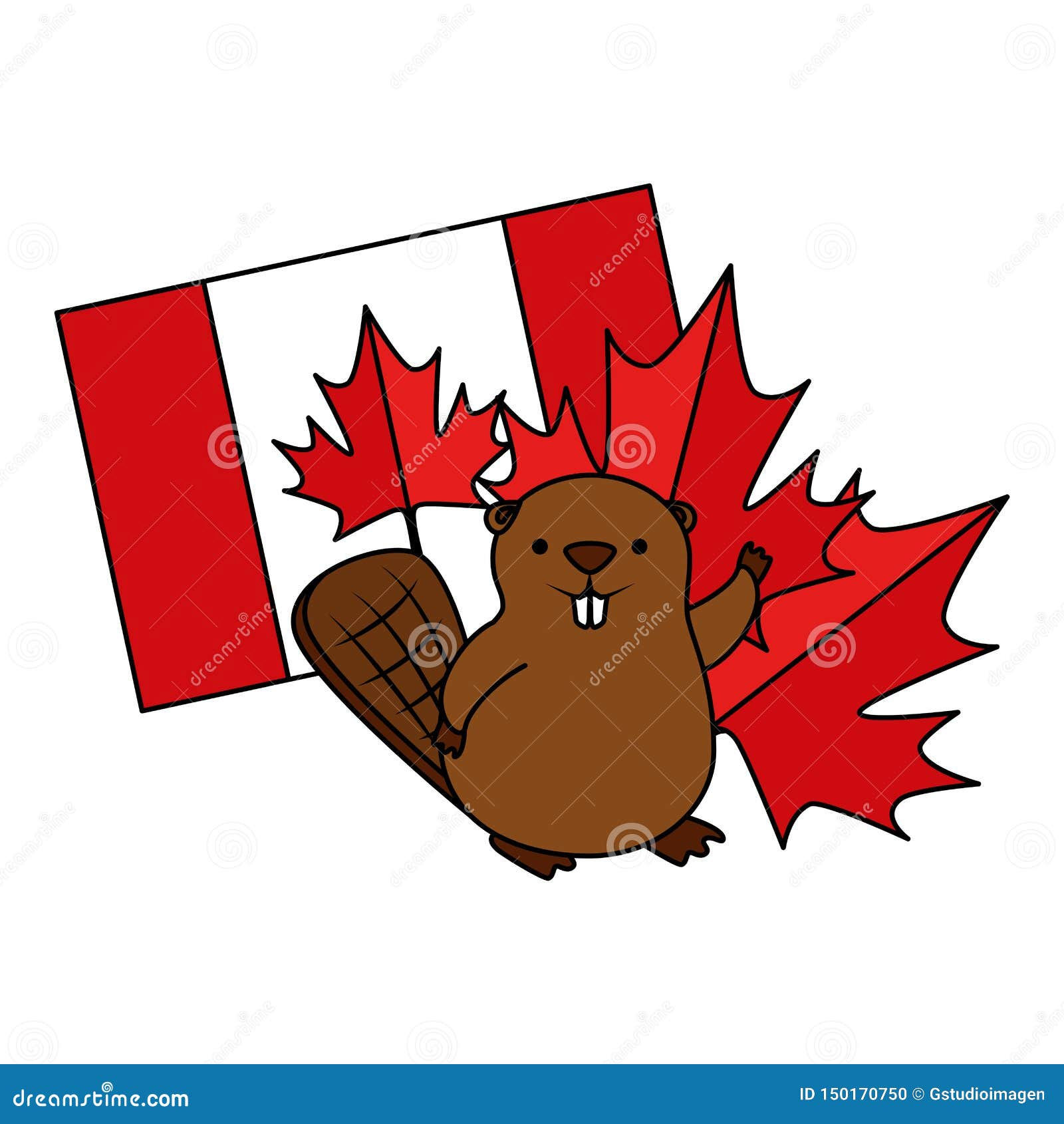 Wallpaper #yDEUNpMB5zzyi_yYZFhW379 Beaver with Canadian Flag and Maple Leaf Stock Illustration