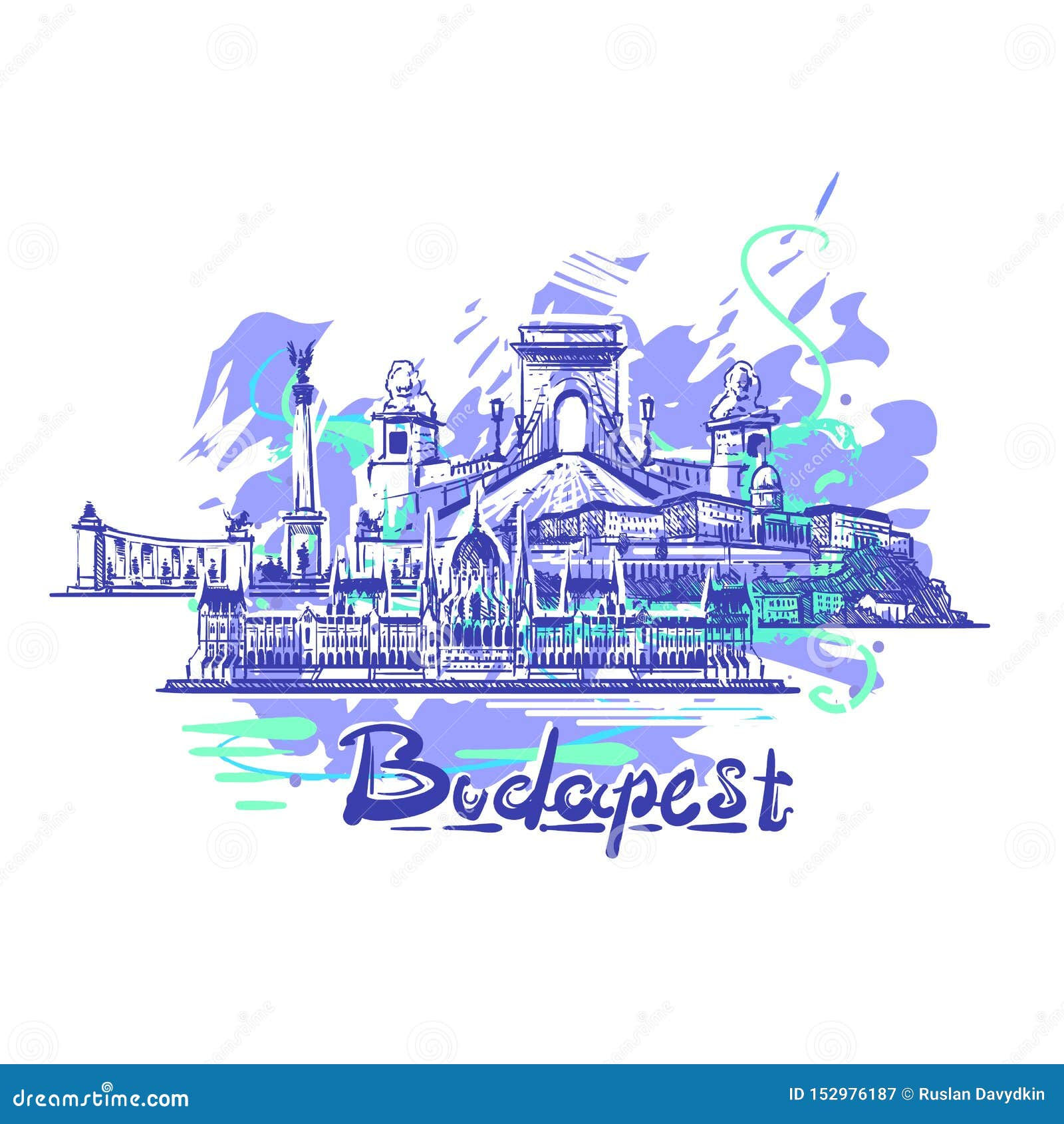Wallpaper #Qx3gLJMBlOZrFDOkdsyQ332 Budapest Abstract Color Drawing Budapest Sketch Illustration Stock