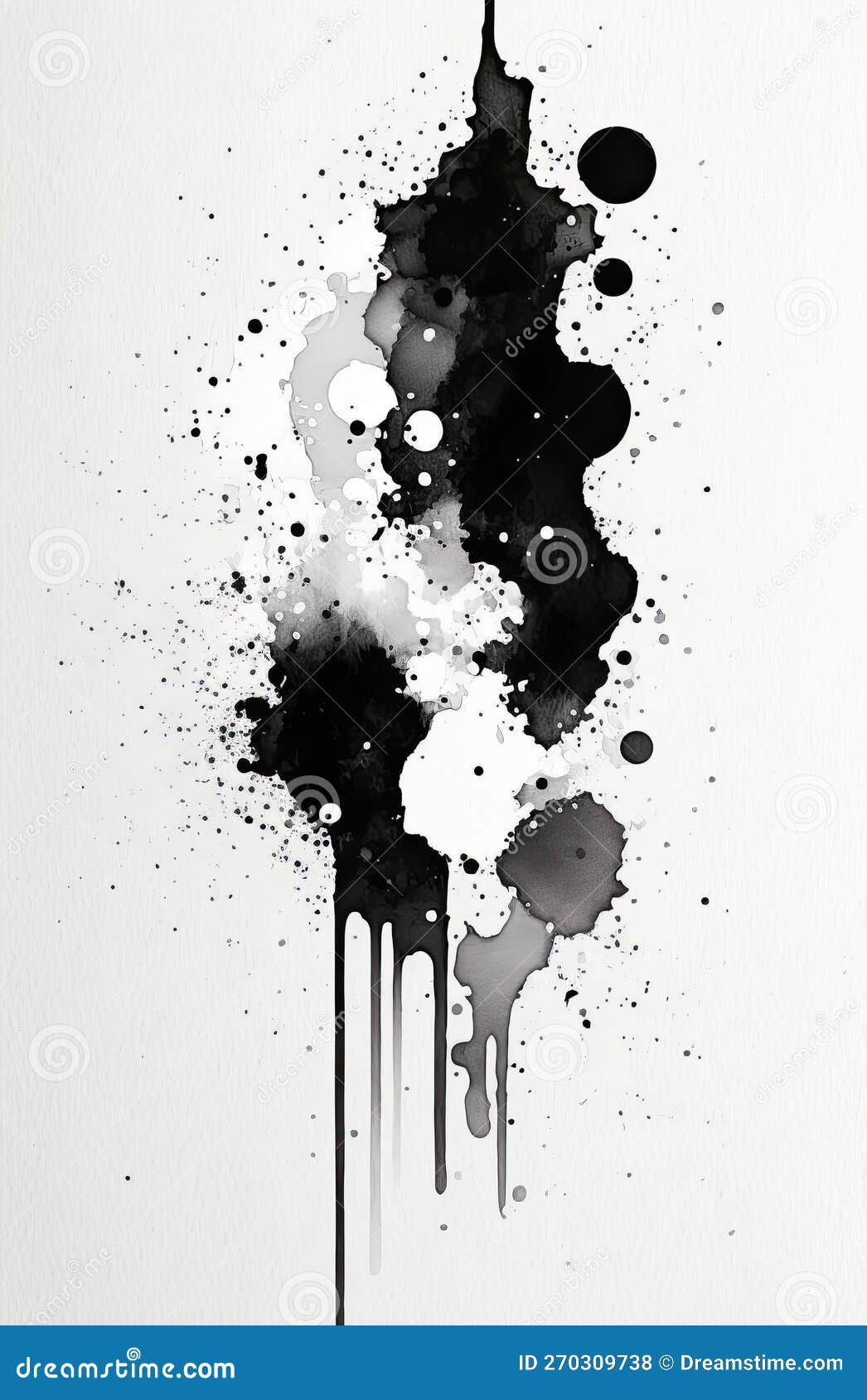 Wallpaper #AWeBD5MBSpphPi3-L-95213 Black and White Ink Splat Abstract Art Stock Illustration