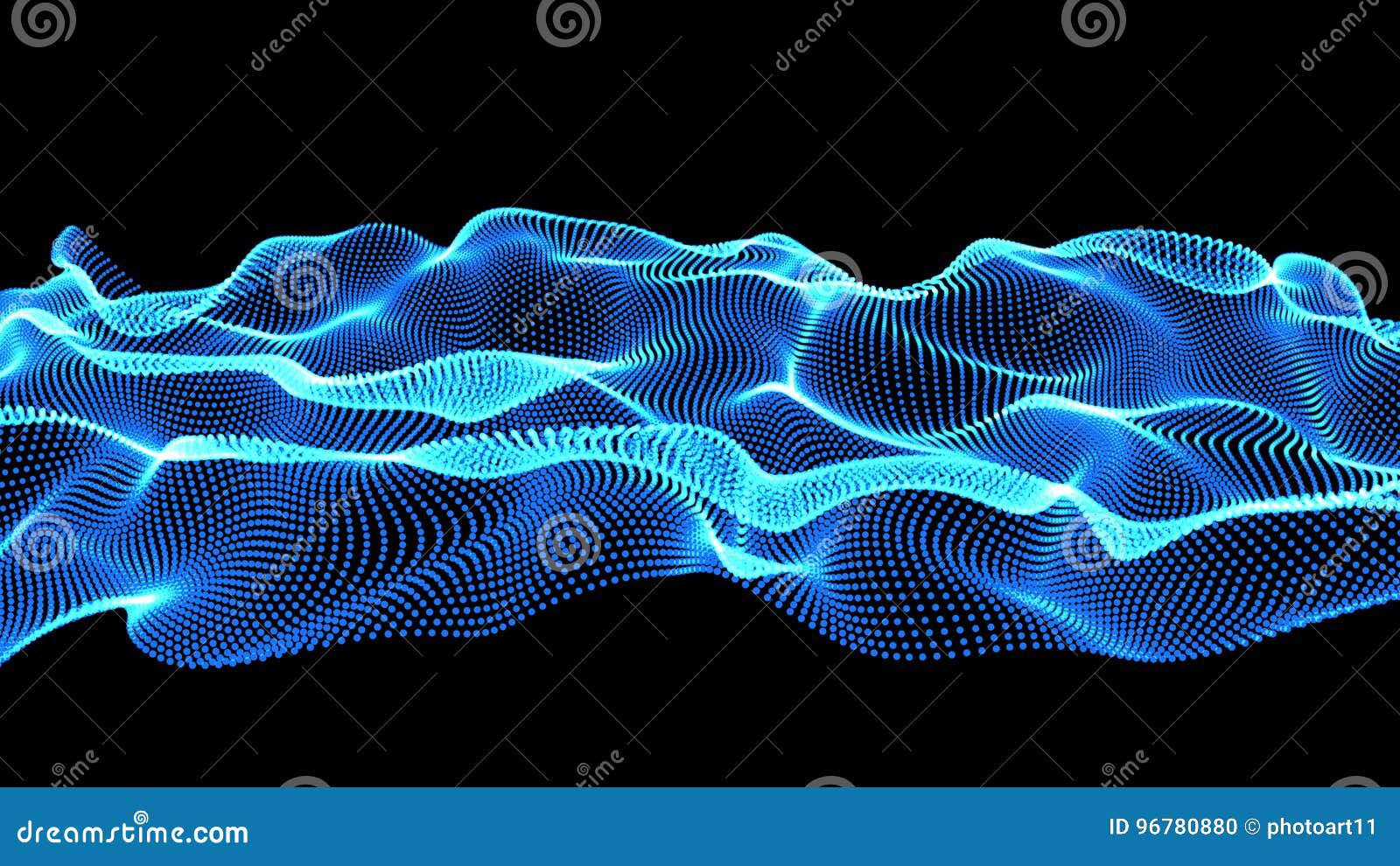Wallpaper #OWisGZMBSpphPi3-0Bjv256 Blue Abstract Waves on Black Background Shape Made of Dots Stock