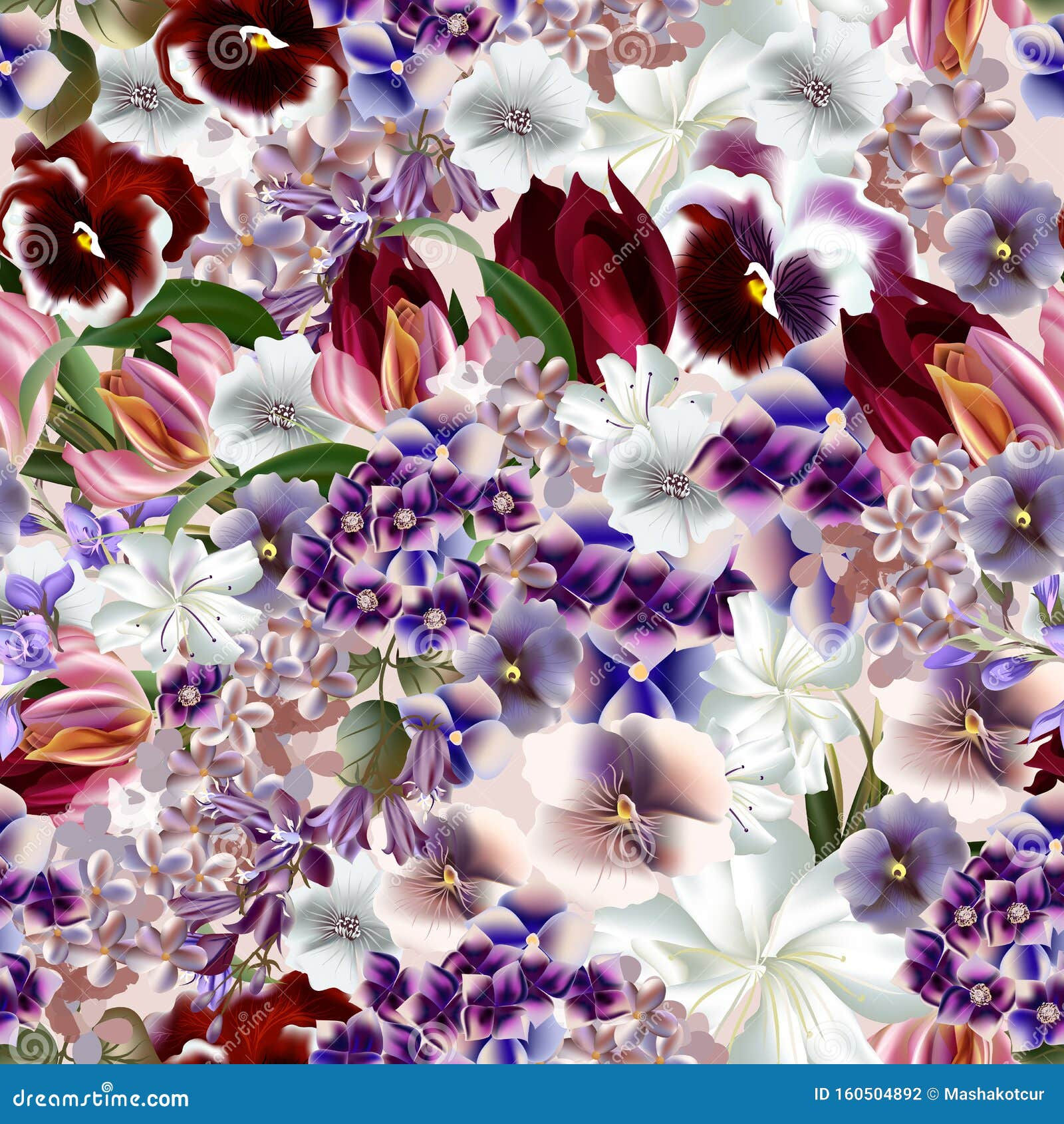 Wallpaper #4GdP9JIBSpphPi3-k3mn16 Beautiful Flower Pattern in Realistic Style for Design Stock Vector