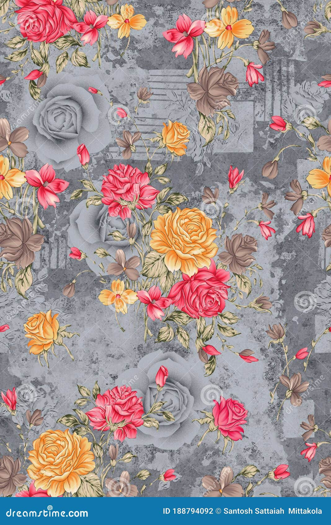 Wallpaper #4GdP9JIBSpphPi3-k3mn139 Beautiful Flower Pattern Floral Colorful Seamless Allover Design Stock