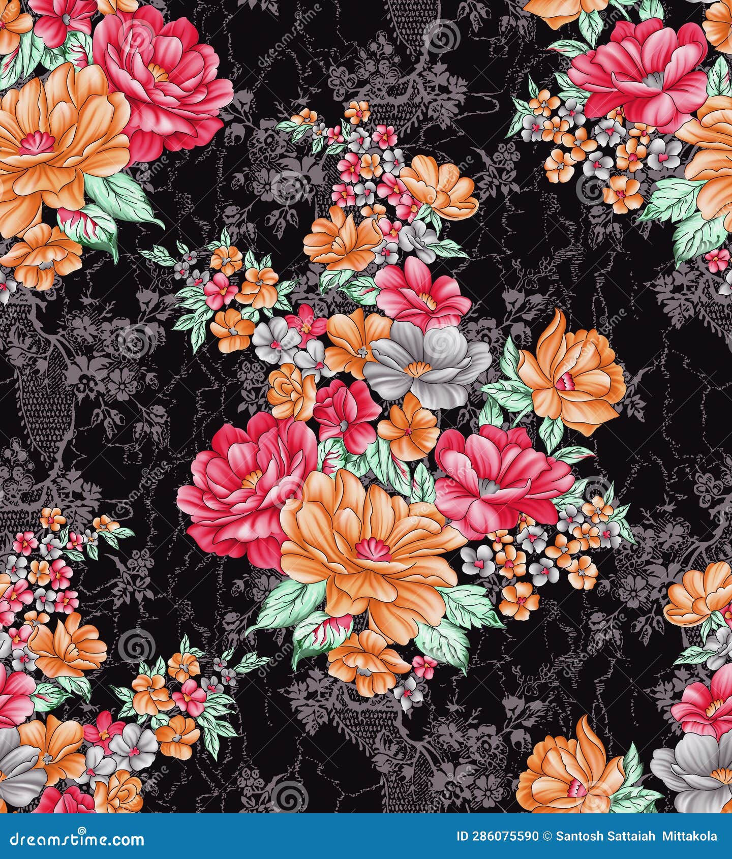 Wallpaper #4GdP9JIBSpphPi3-k3mn148 Beautiful Flower Pattern Floral Colorful Seamless Allover Design Stock