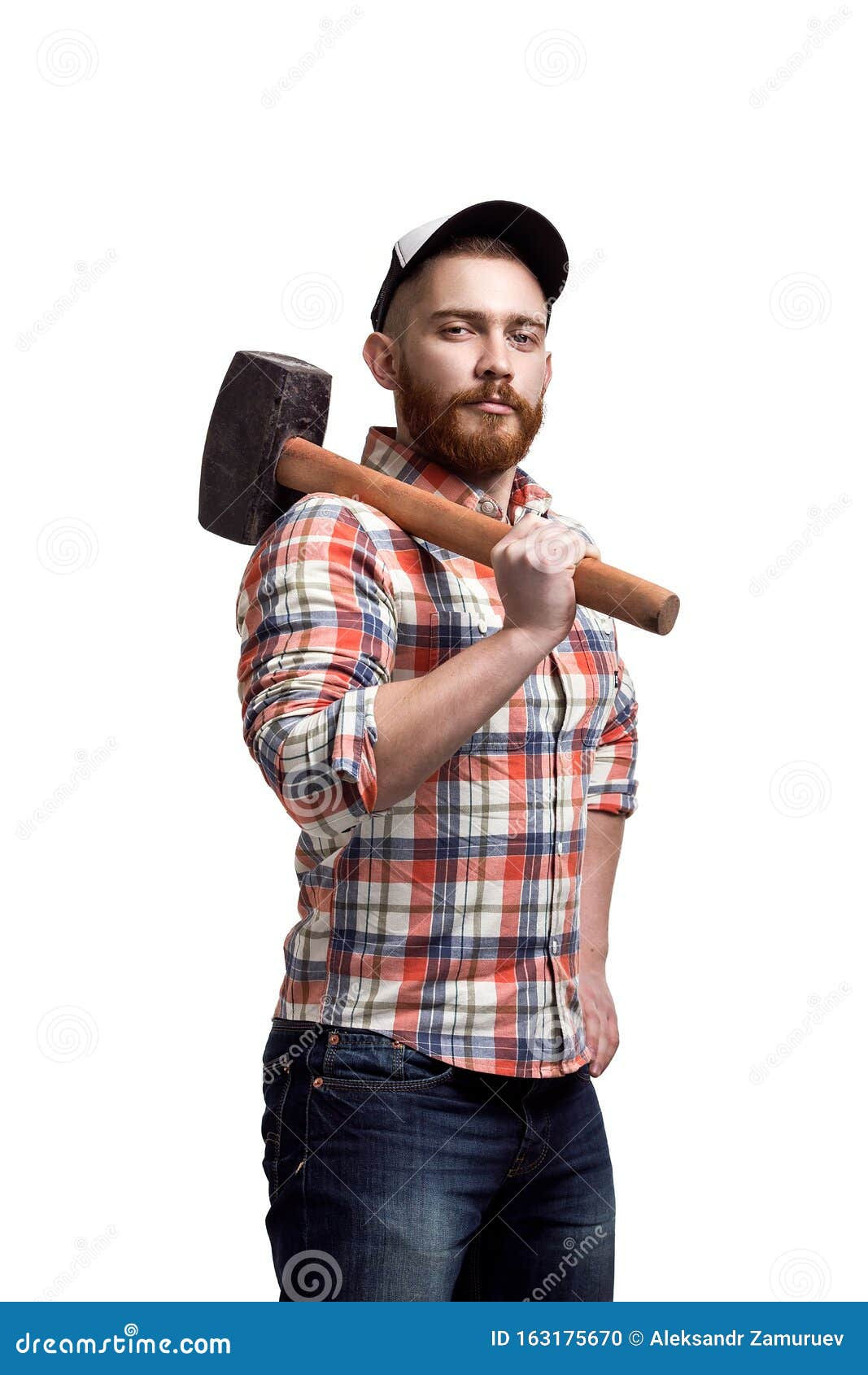 Wallpaper #fGfxCJMBSpphPi3-B83g264 Bearded Man Wearing a Cap Hold Hammer Stock Photo Image of Hair