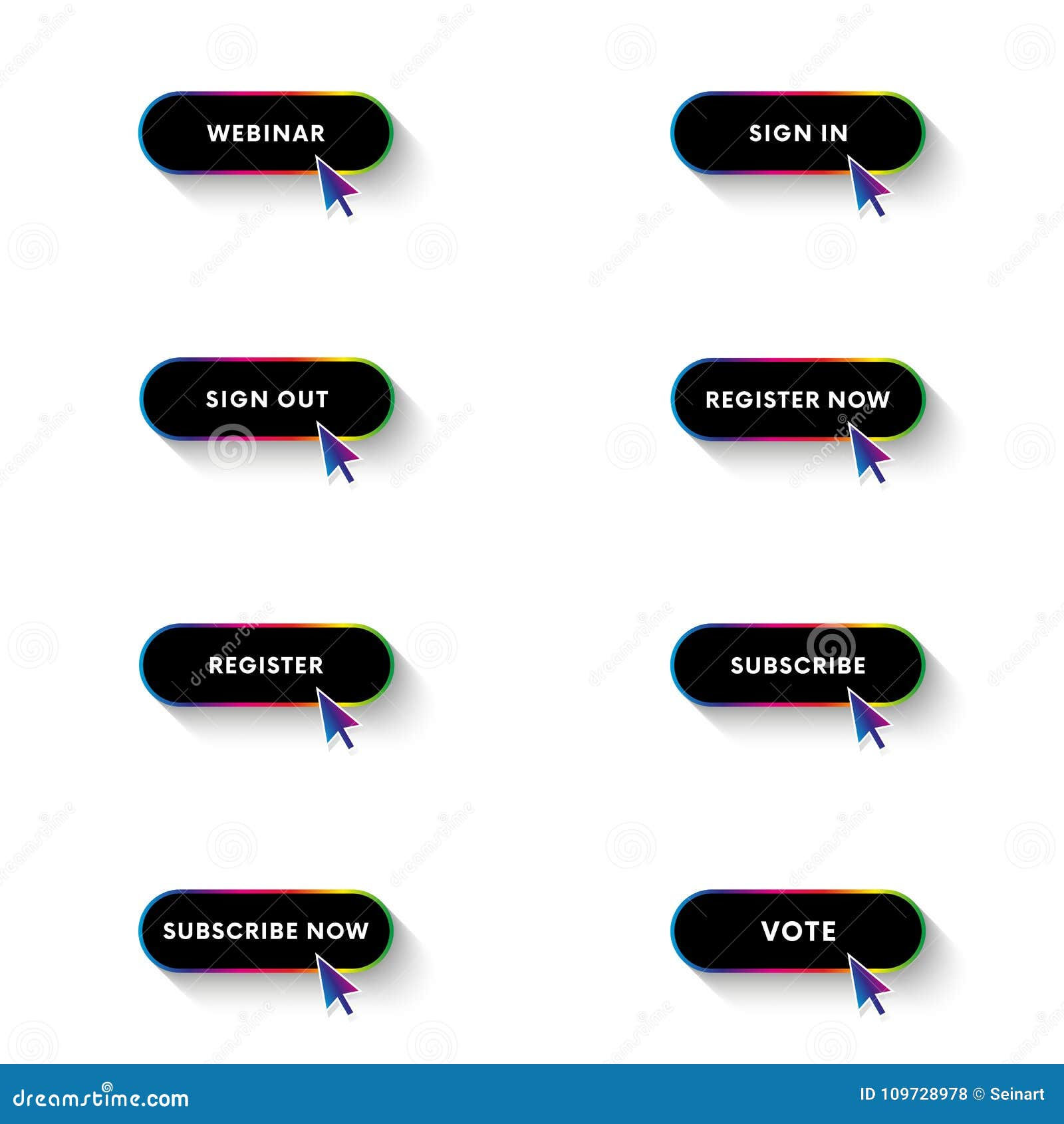Wallpaper #wmeBEpMBSpphPi3-FPu-120 Black Buttons Set with Long Shadow Spectrum Gradient Vector