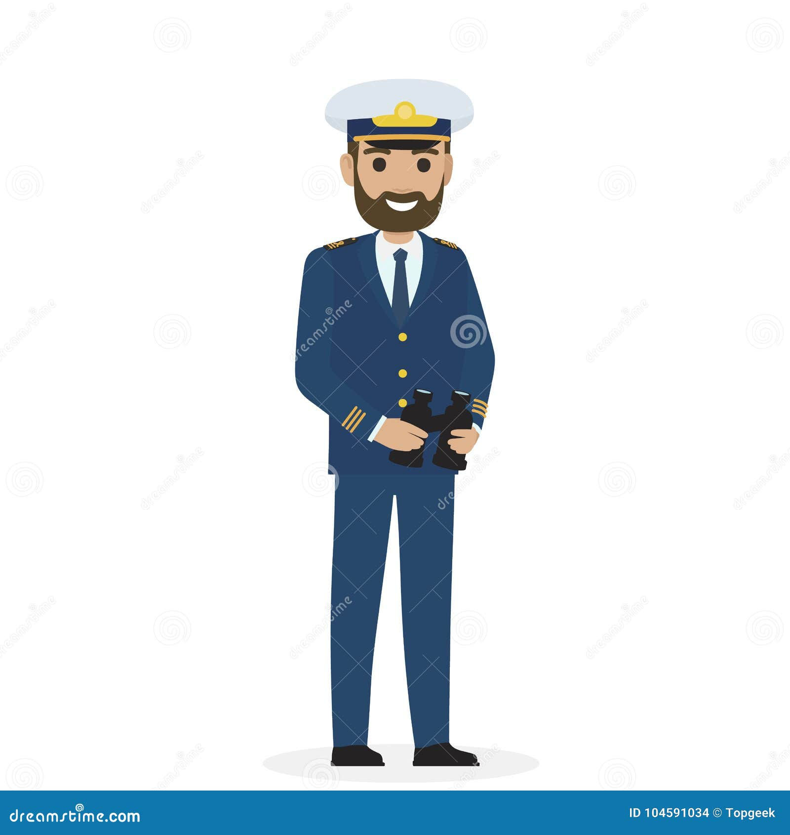 Wallpaper #0jEXNpMB5zzyi_yYPFik157 Bearded Captain in Blue Toggery with Binoculars Stock Vector