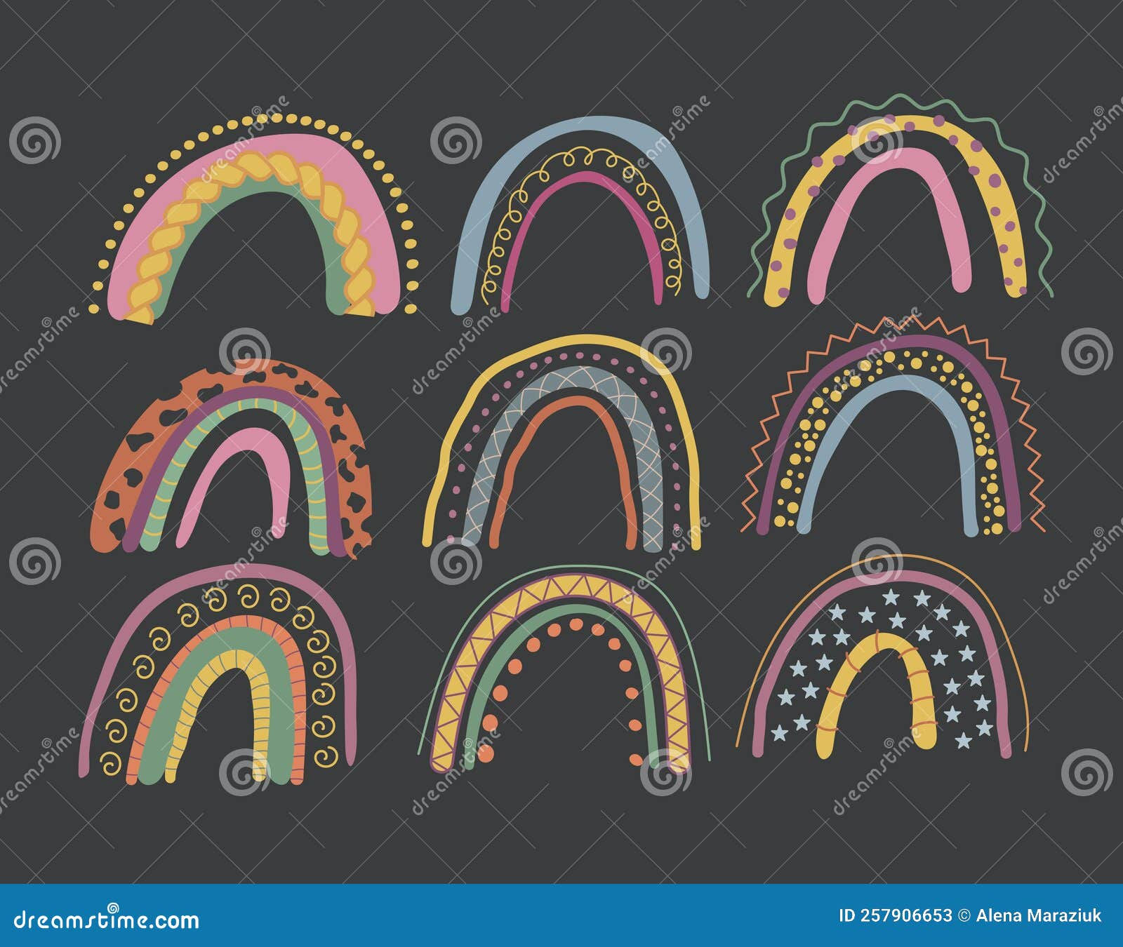 Wallpaper #_2eP9ZIBSpphPi3-1n_c199 Bright Cute Rainbows on a Dark Background Magic Rainbow Vector