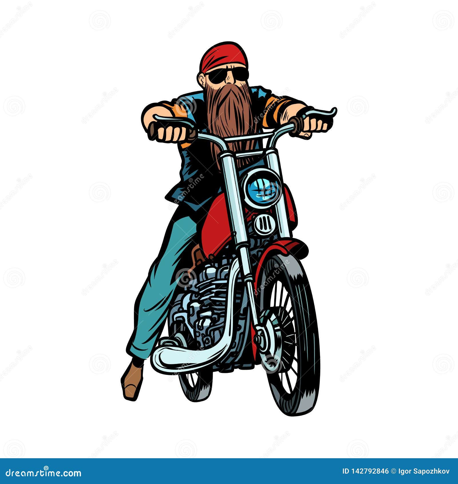 Wallpaper #DQOcYpMBpyOg8YnEVdNf77 Biker Bearded Man on a Motorcycle Isolate on White Background Stock