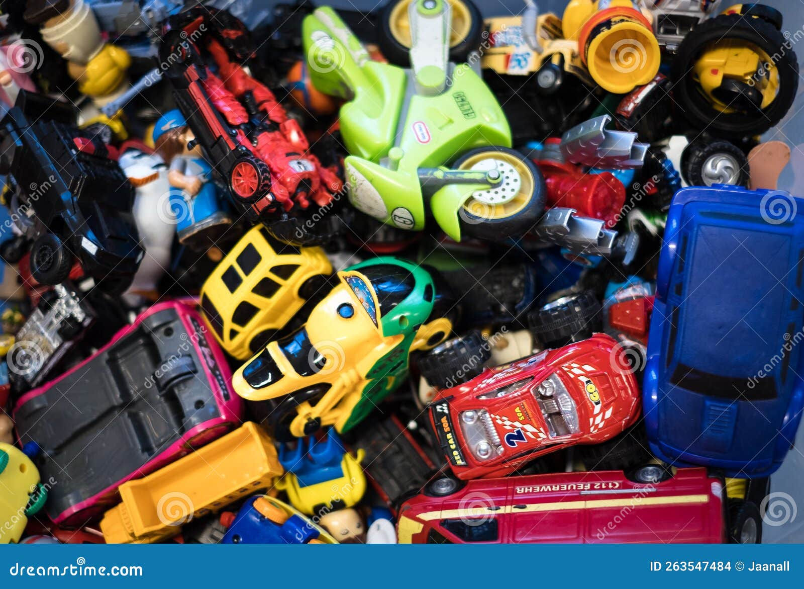 Wallpaper #170GopcBxtB1RJ-Kwbap30 Box Filled with Childrens Small Toys for Education Top View Stock