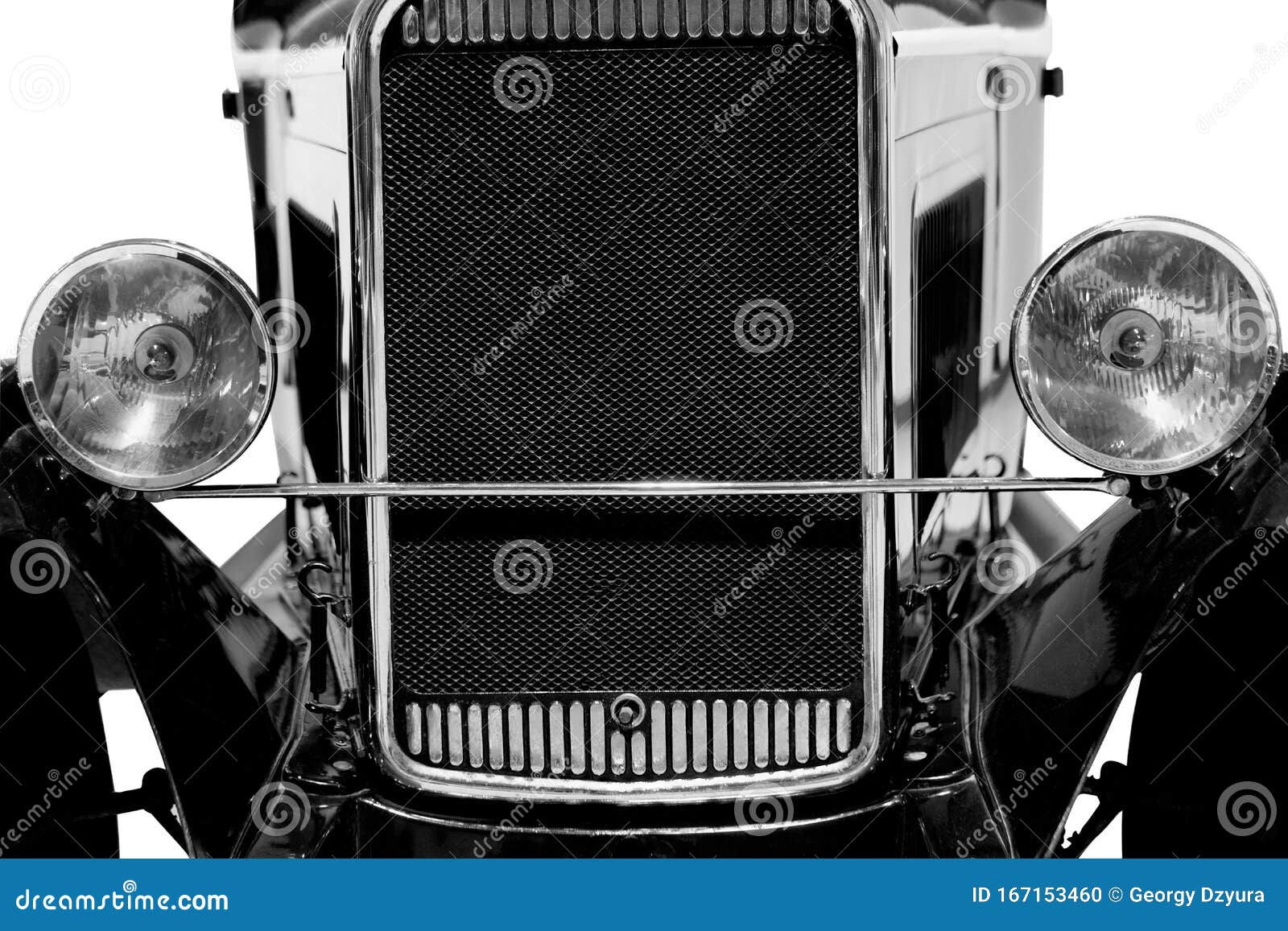 Wallpaper #SCzLSZMB0E1QgA7wqPTc86 Vintage Classic Car Front View Isolated on White Black and White Stock