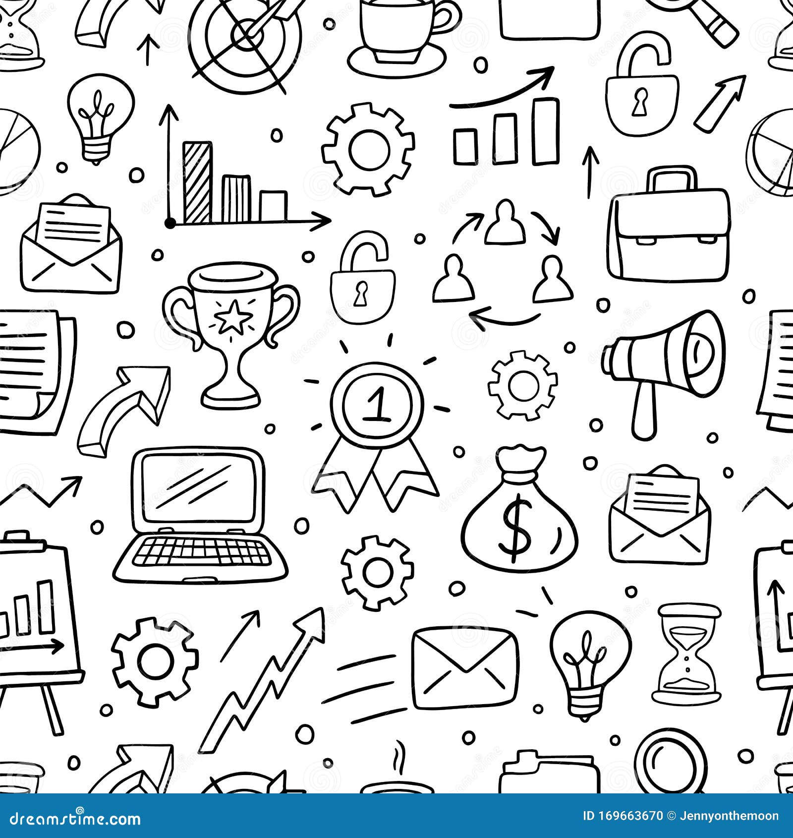 Wallpaper #wZyy4ZIBZHQxiYarrLy4162 Black and White Pattern with Business Icons Stock Vector