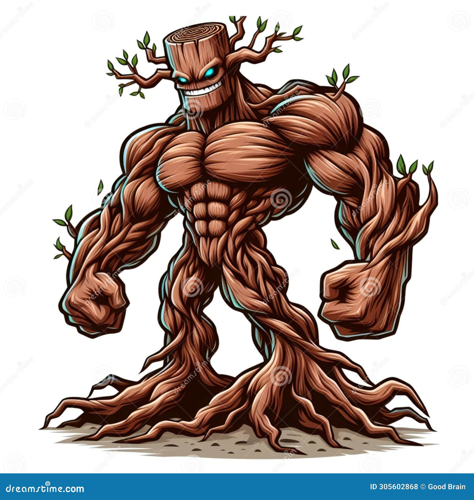 Wallpaper #Y53rZJcBkAG5jTCHibFA159 A Burly Tree Monster with a Scary Expression Isolated on a White