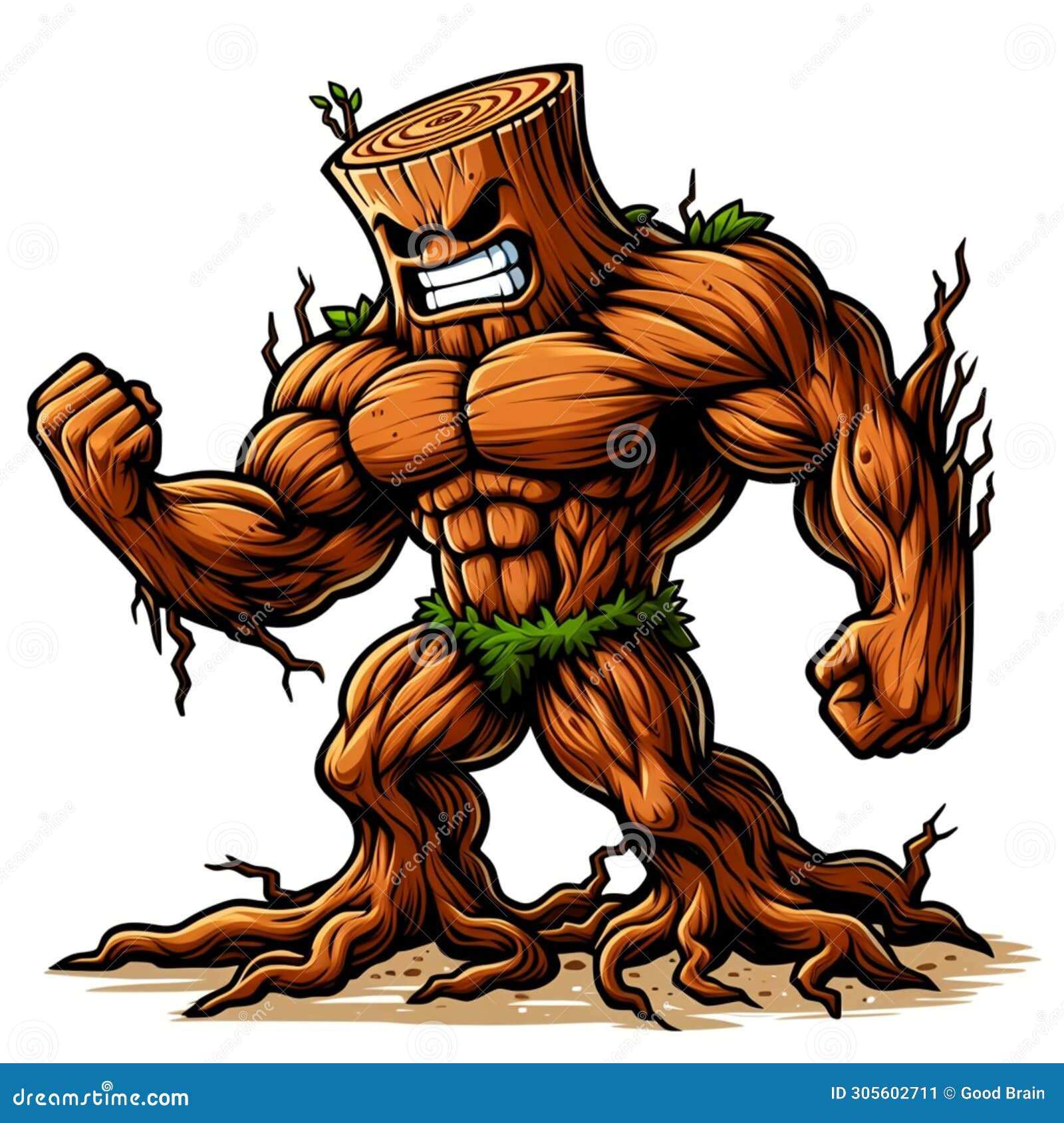 Wallpaper #Y53rZJcBkAG5jTCHibFA140 A Burly Tree Monster with a Scary Expression Isolated on a White