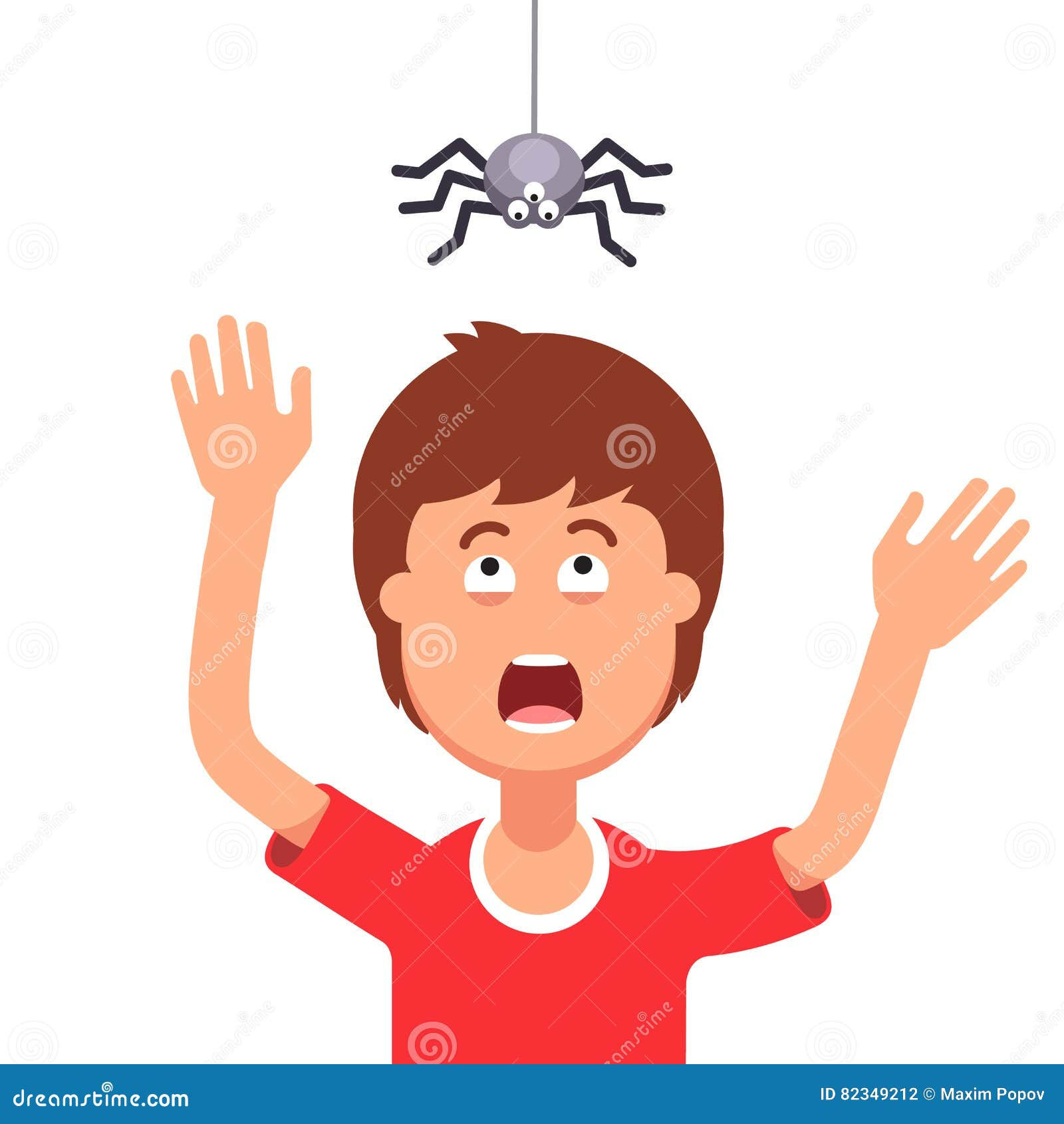 Wallpaper #HfSpOZMBKFX8bn3rAHe_362 Boy Afraid of a Spider Hanging from the Top Vector Illustration