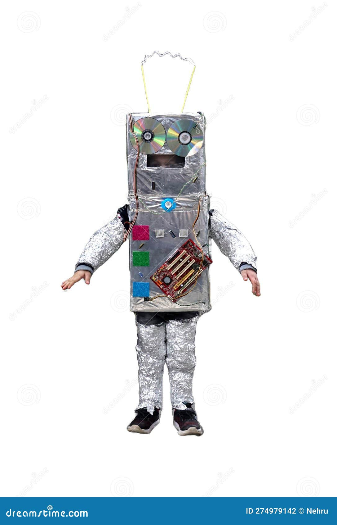 Wallpaper #ss4JJZMB71dOy6JZQBKv257 Boy Wearing Handmade Robot Costume Isolated on White Background Stock