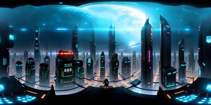 Wallpaper #OddBMpMB4Oq-IITvxDZL267 Cyberpunk Night City Tron Future 360 Panorama Hdri Stock Illustration