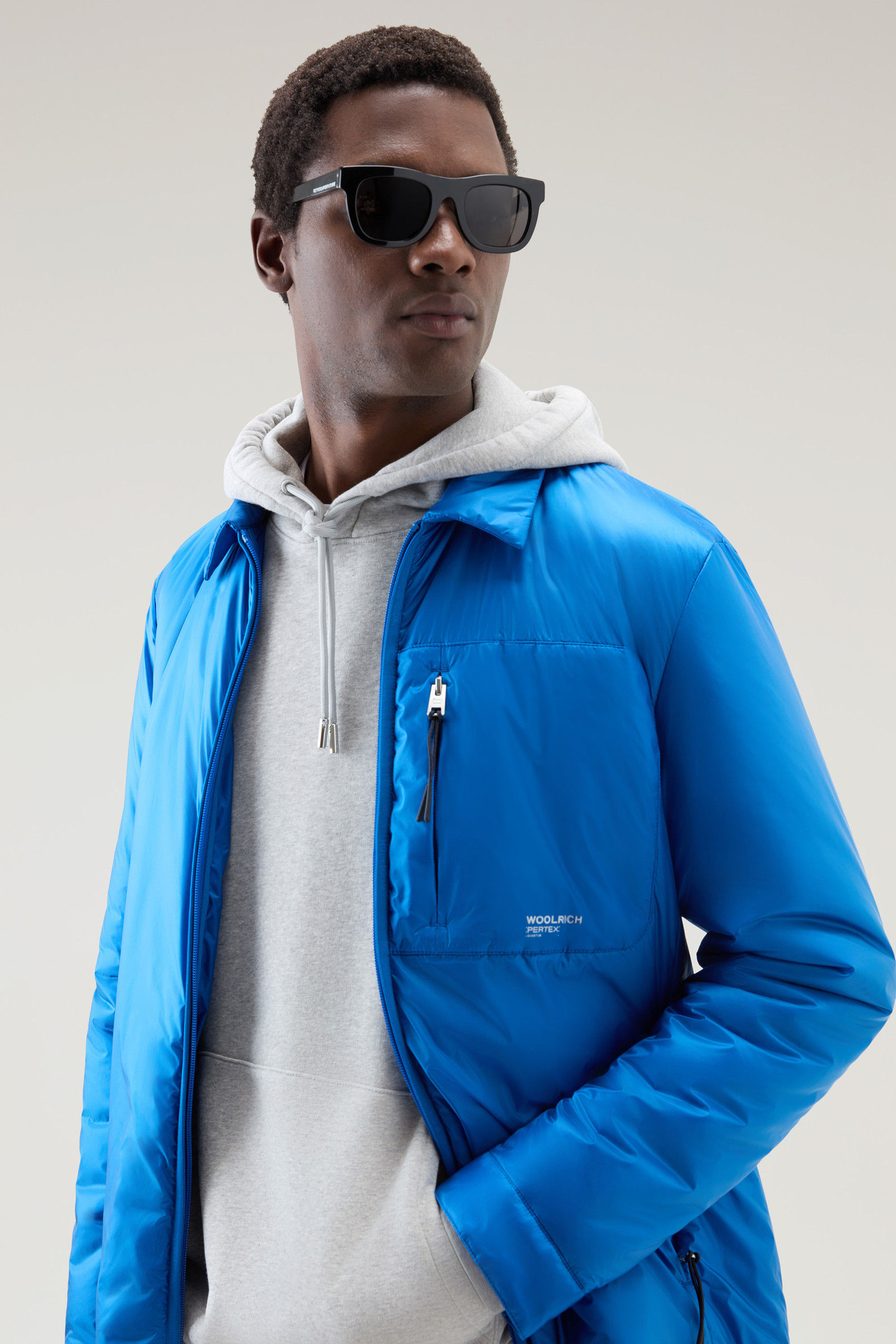 Wallpaper #6meX-5IBSpphPi3-7JR2289 Mens Hoodie in Cotton Fleece with Embroidered Logo Grey Woolrich USA