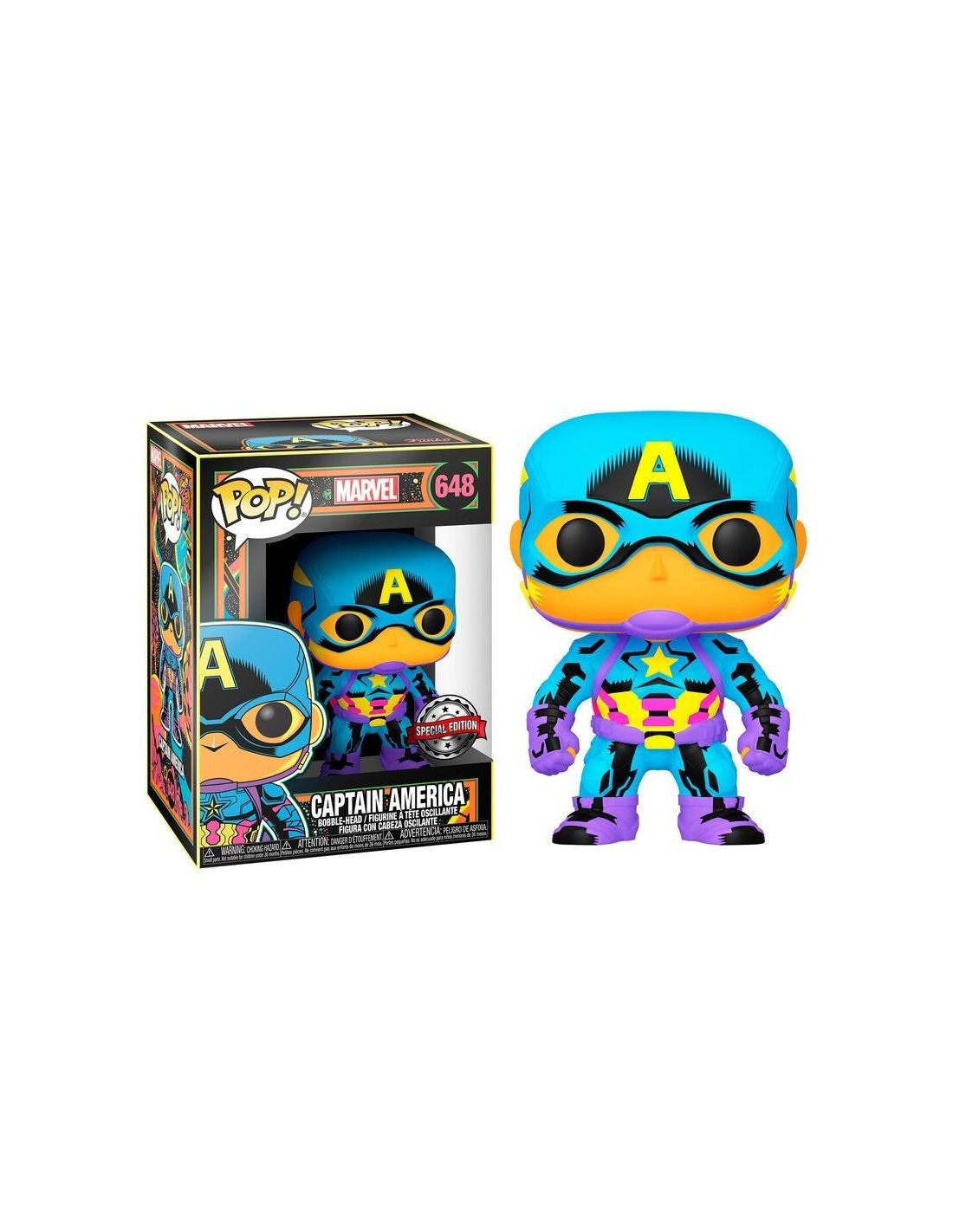 Wallpaper #vWfWEJMBSpphPi3-LPSt270 Funko Pop Capitan America 648 Black Light Marvel