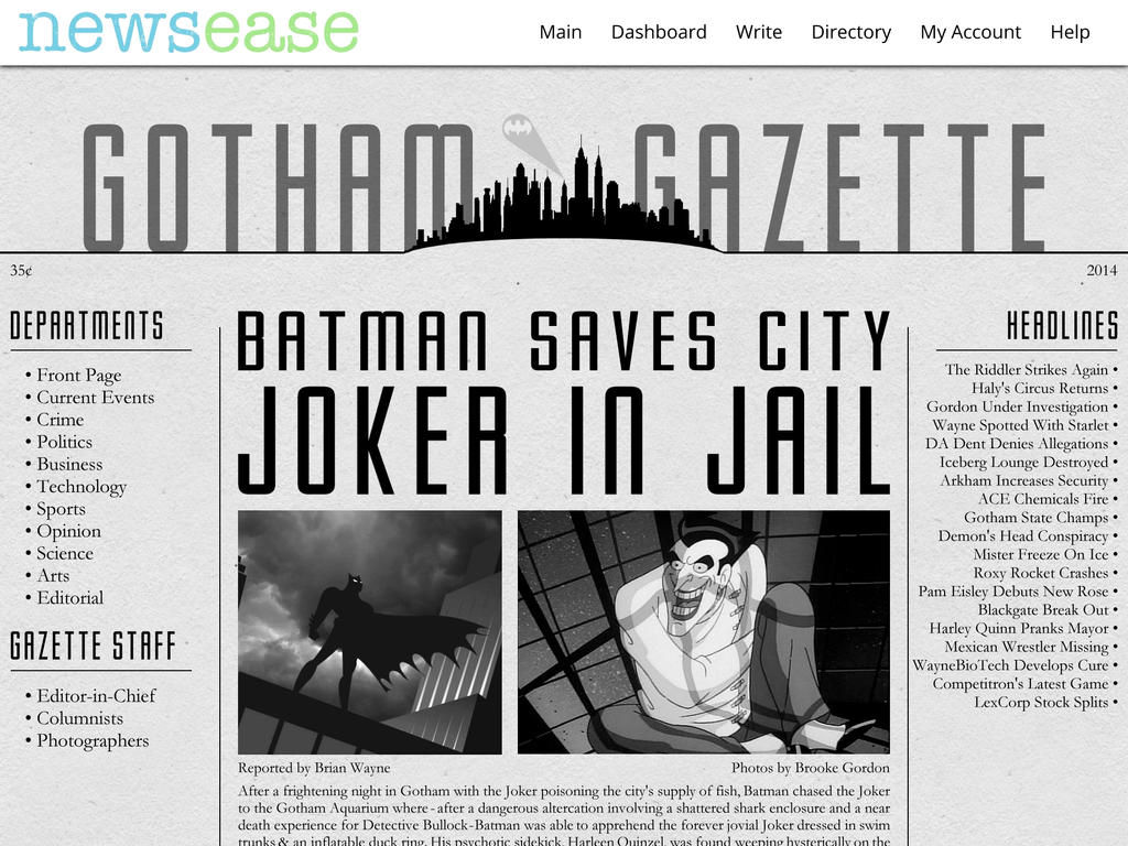 Wallpaper #t2eR65IBSpphPi3-EEwd44 Newsease Gotham Gazette Sample Newspaper by Hlawver on Deviantart