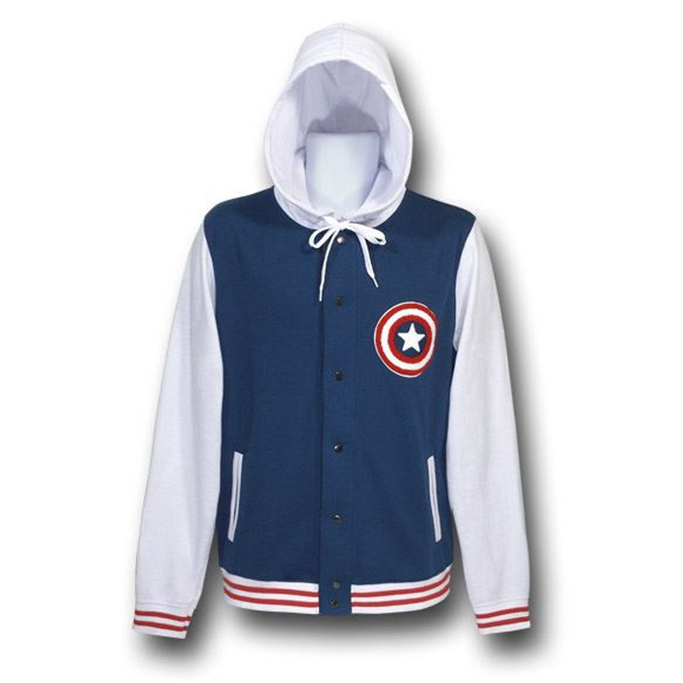 Wallpaper #WBlGKY8BtGB6xQ788ojP47 Captain America Symbol Hooded Lettermans Jacket