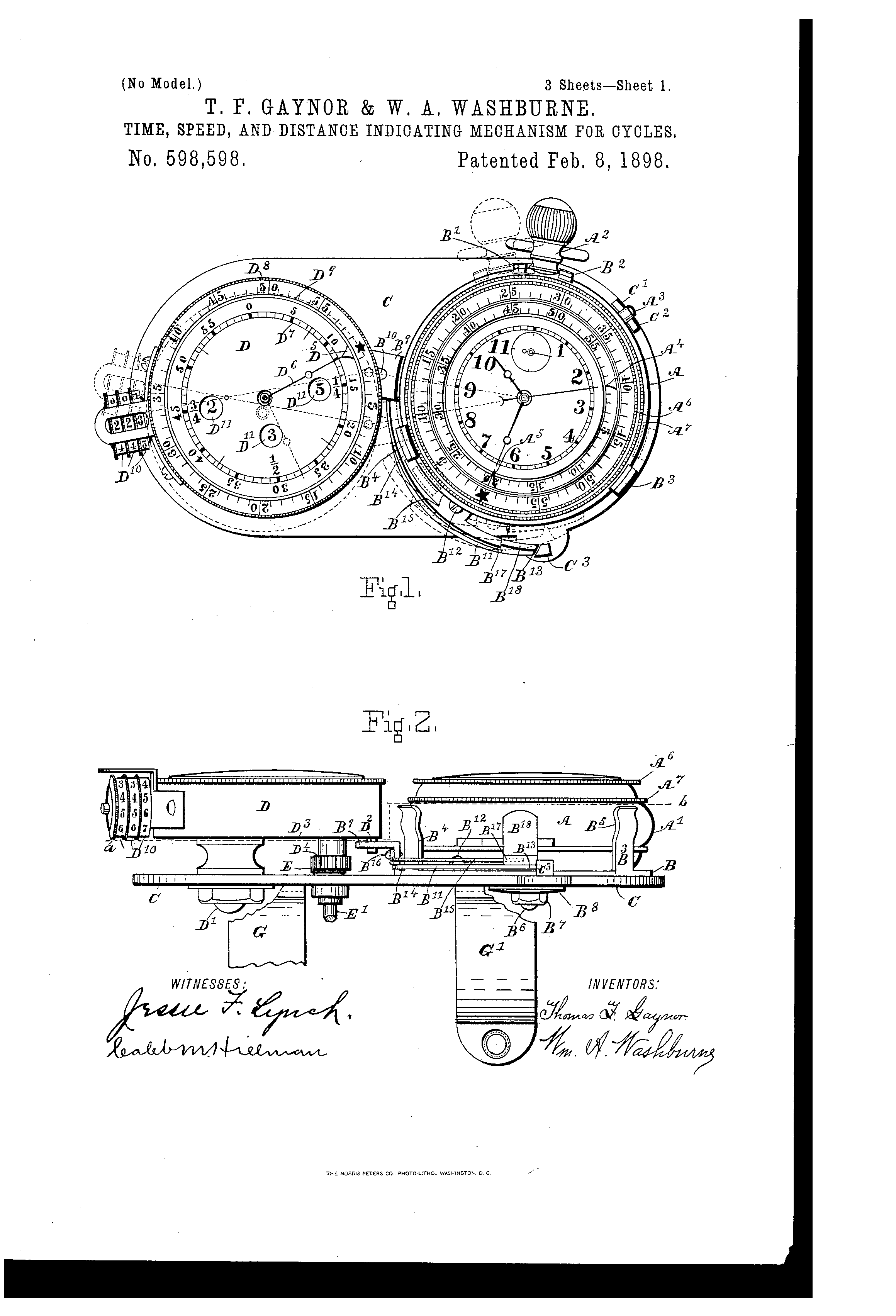 Wallpaper #BB1MLZMBlOZrFDOkY9AK217 Patent Cyclometer by Thomas F Gaynor Issued Feb 8 1898