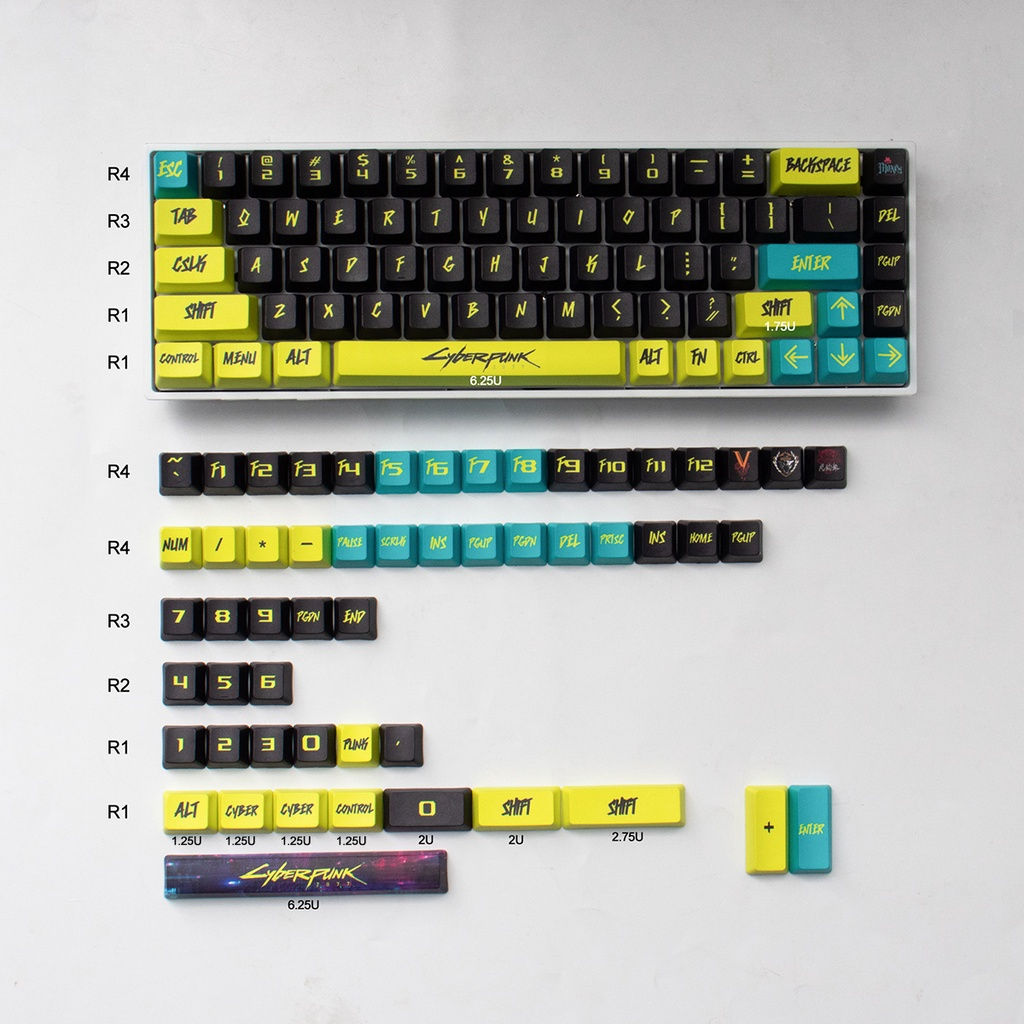 Wallpaper #I6WROJMBVBiSkHCaw4405 122 Keys Cyberpunk 2077 Keycaps Dye Sub Oem Profile for Mechanical