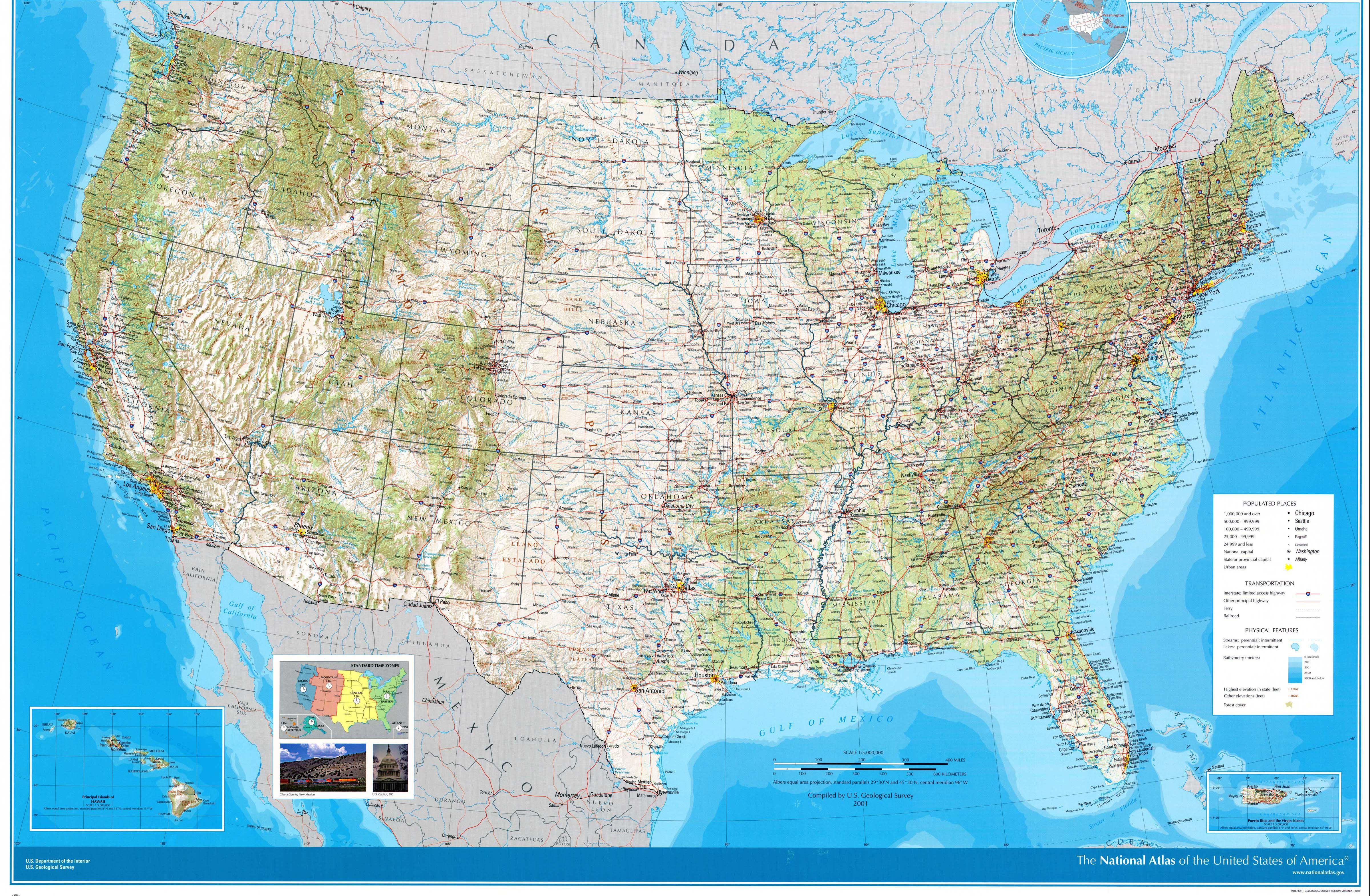 Wallpaper #L20PapcBycdYOYFTAnFj163 Large Detailed Road and Topographical Map of the USA the USA Large