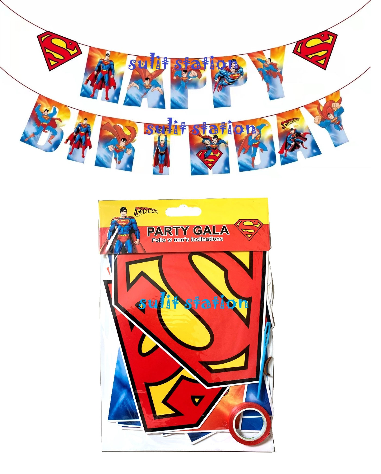 Wallpaper #_hkZEI8BtGB6xQ78yV1d39 Super Hero Superman Man Themed Happy Birthday Letter Banners Banderitas