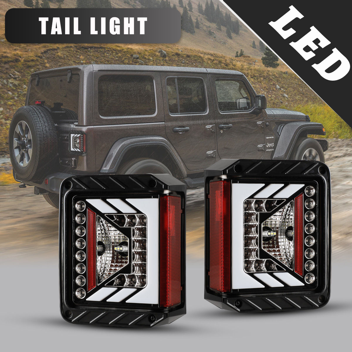 Wallpaper #rxmwO48BtGB6xQ78jrEv25 Fits 07 18 Jeep Wrangler Jk LED Tail Lights Rear Lamps 1 Pair Gloss