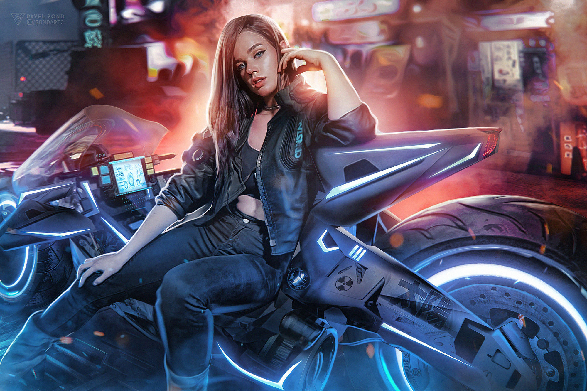 Wallpaper #IGePBZMBSpphPi3-ab3Z110 2560x1700 Cyberpunk Biker Girl Art Chromebook Pixel HD 4K Wallpapers