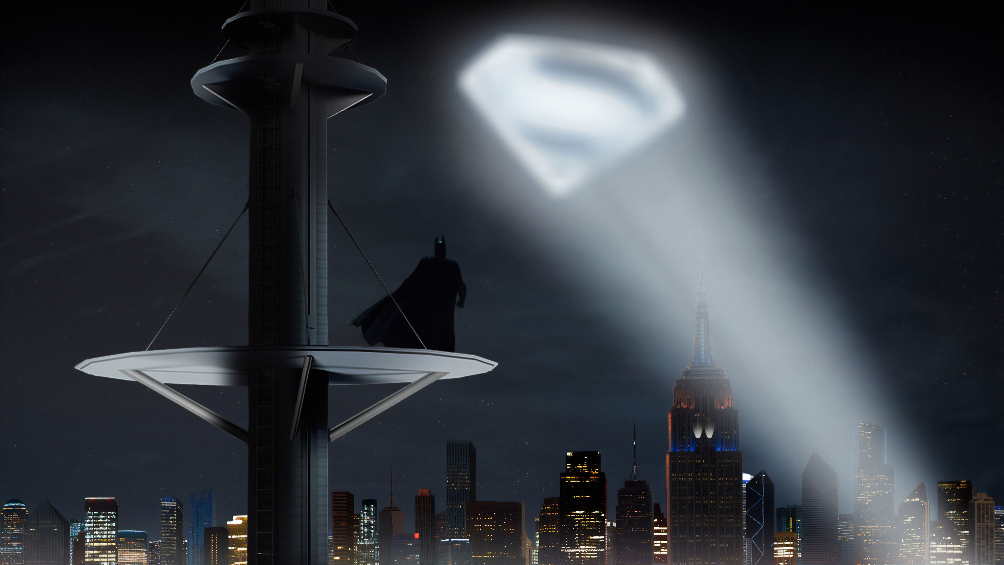 Wallpaper #wWh_I5MBSpphPi3-JTVO14 Batman Looking Up Superman Logo Wallpaperhd Superheroes Wallpapers4k