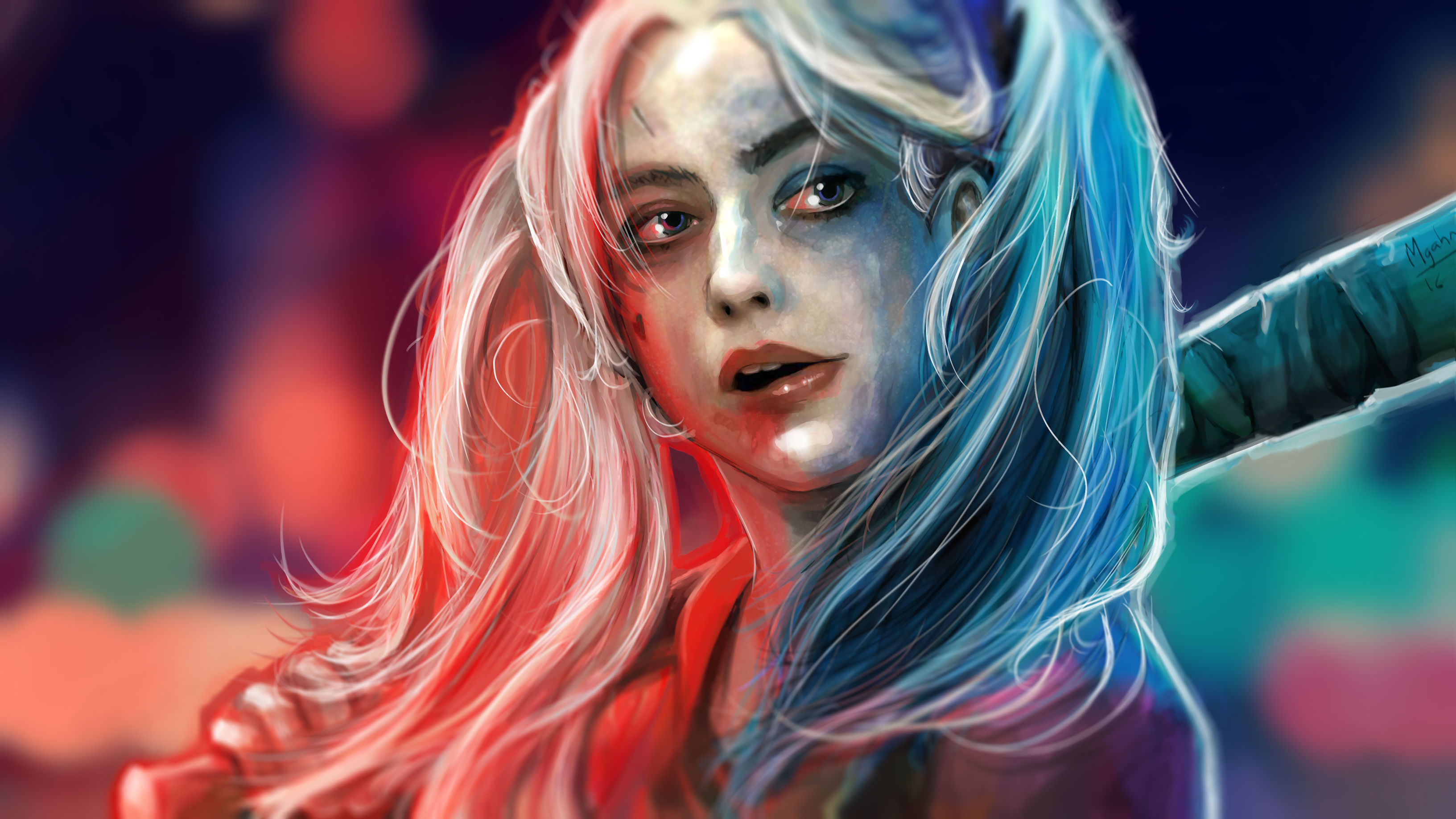 Wallpaper #YWcr-5IBSpphPi3-CZPD123 Harley Quinn Paint Art HD Superheroes 4K Wallpapers Images