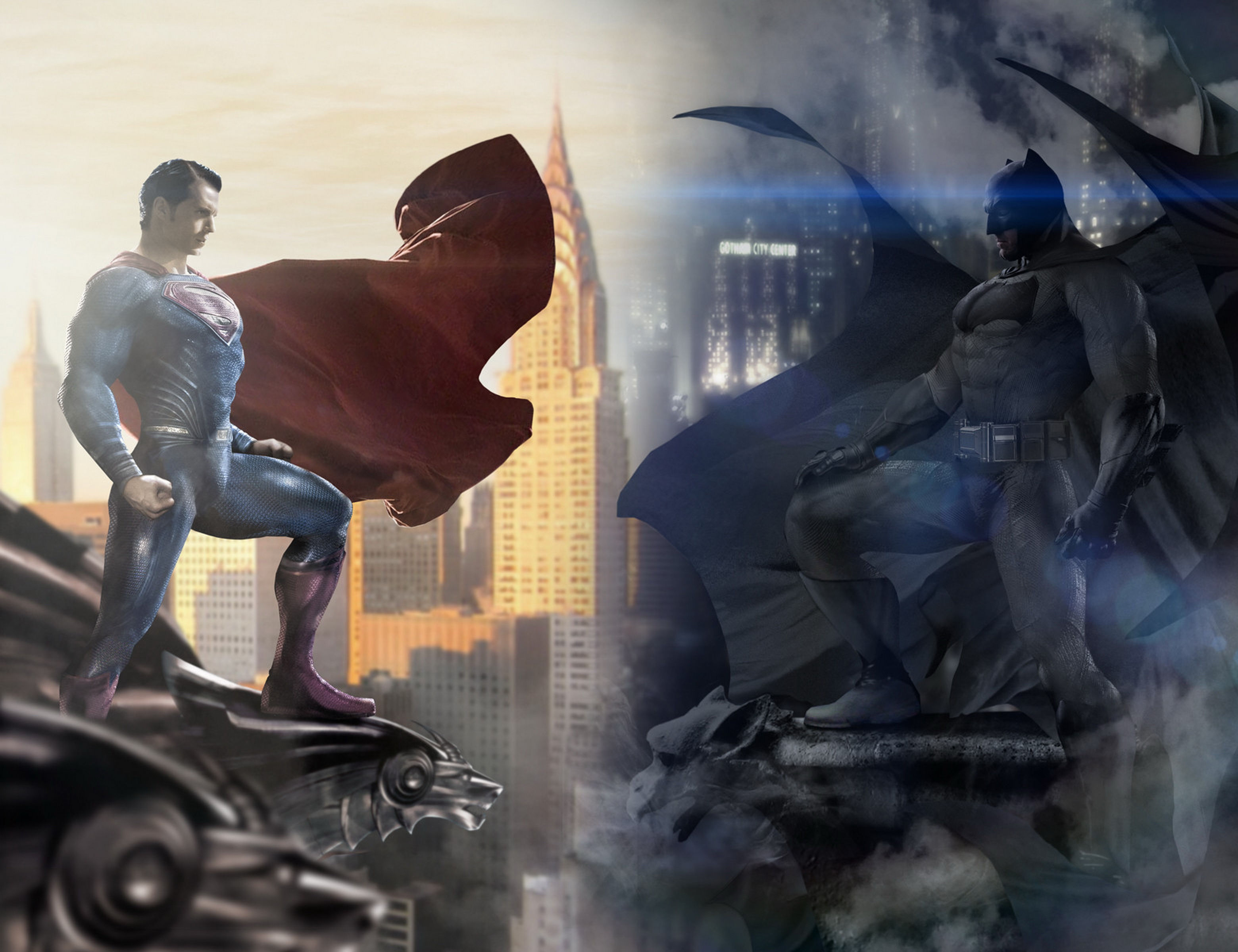 Wallpaper #dEU-ko4B7YBJg1BVnZ7M33 Batman vs Superman Day vs Night Art Wallpaperhd Superheroes Wallpapers