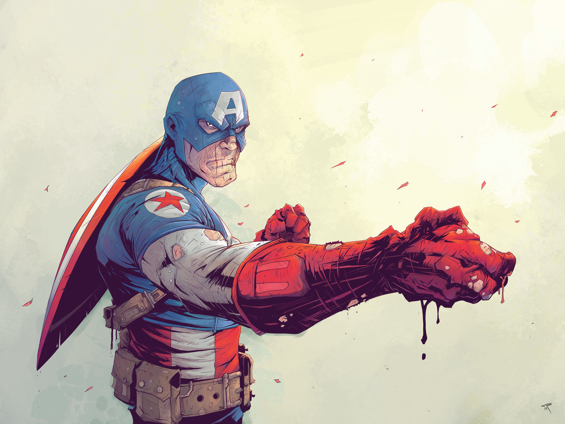 Wallpaper #g3PphI4BFI5NbQks7h0u12 Captain America Punching a Giant Alien in the Face