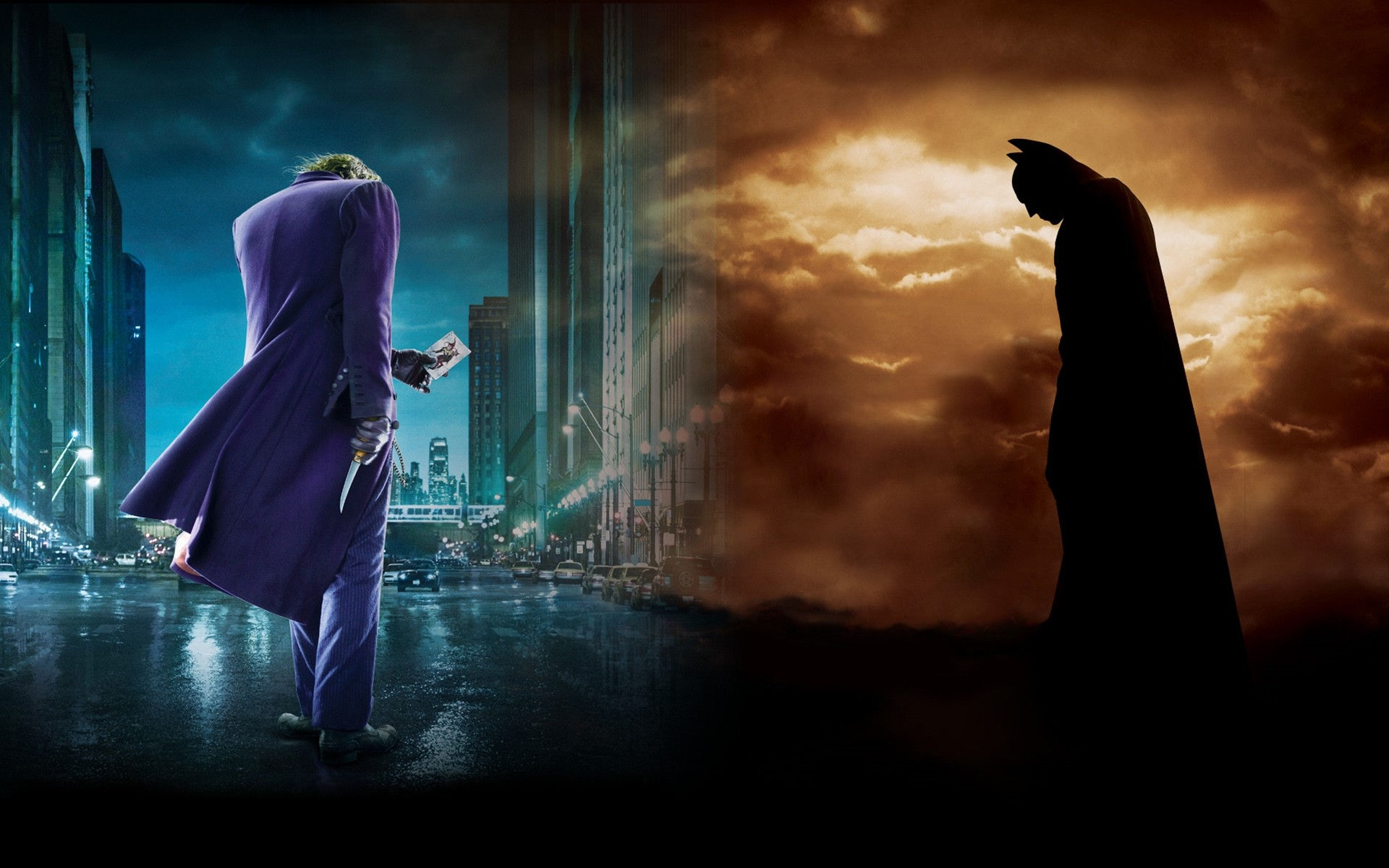 Wallpaper #KEUdlo4B7YBJg1BVvKAK42 The Dark Knight: Heath Ledger's Joker and Christian Bale's Batman Face Off in an Epic Showdown