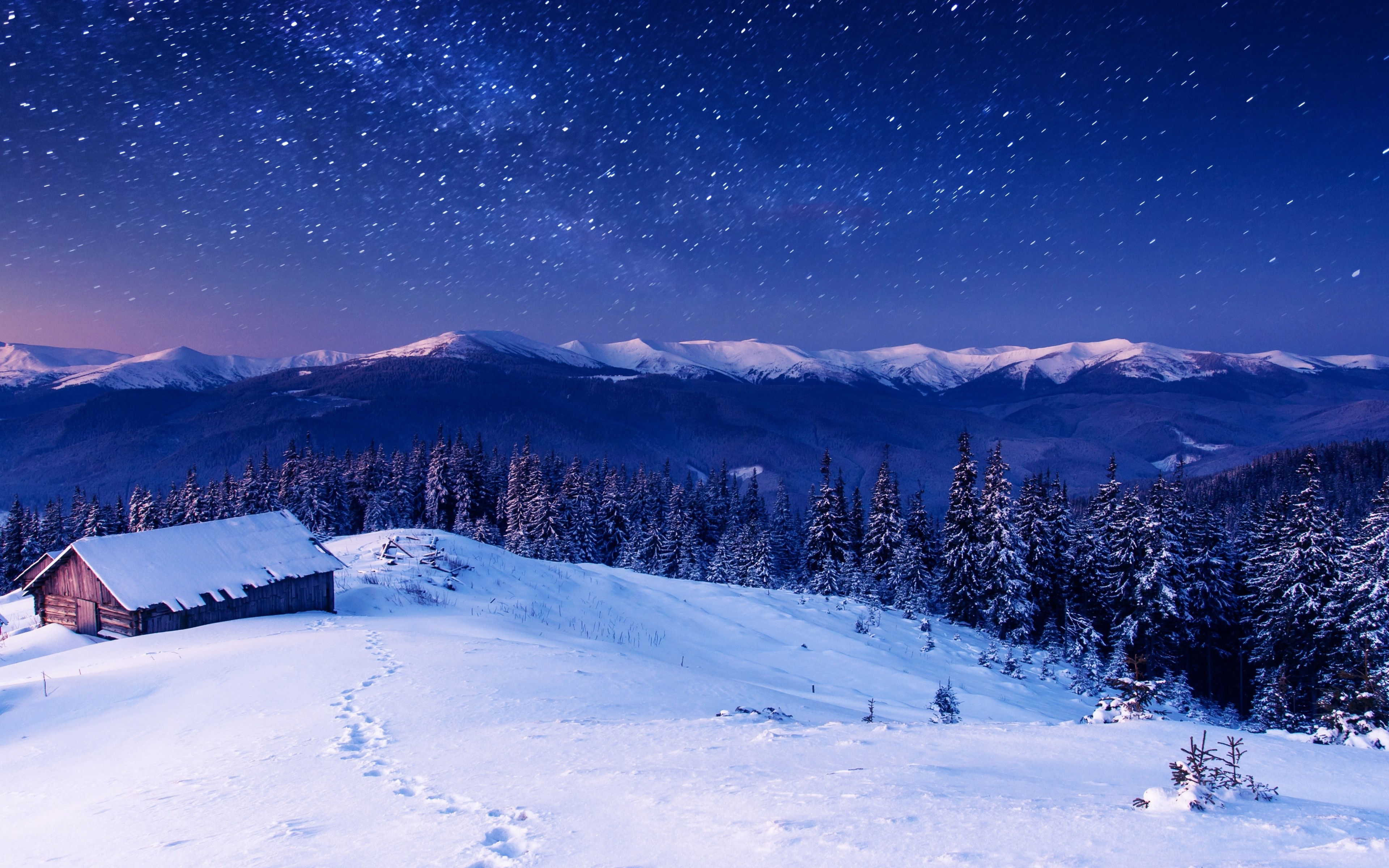 Wallpaper #yJyF4pIBZHQxiYarucCZ73 Sky Winter Stars Mountains 4K Wallpaperhd Nature Wallpapers4k