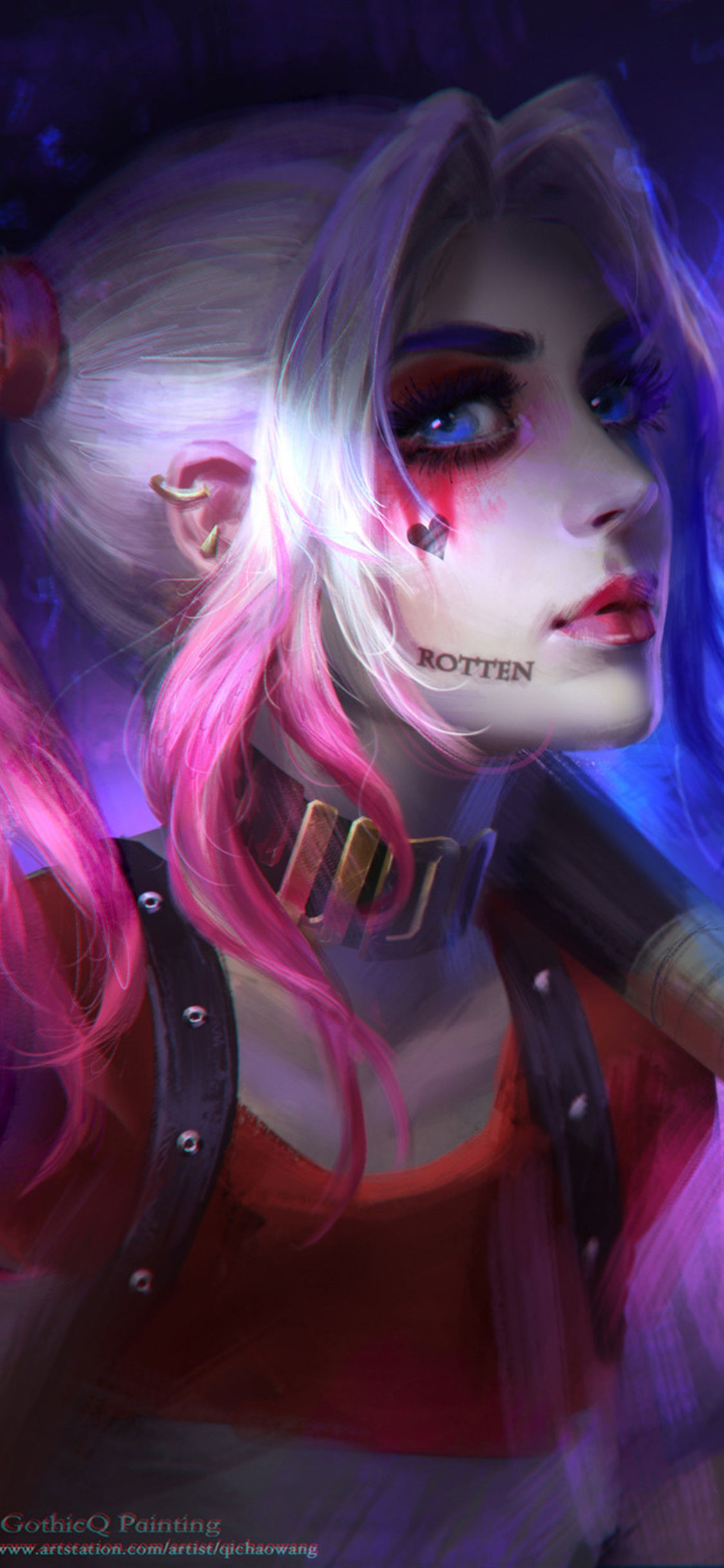 Wallpaper #YWcr-5IBSpphPi3-CZPD309 1125x2436 Harley Quinn Digital Illustration iPhone Xsiphone 10iphone