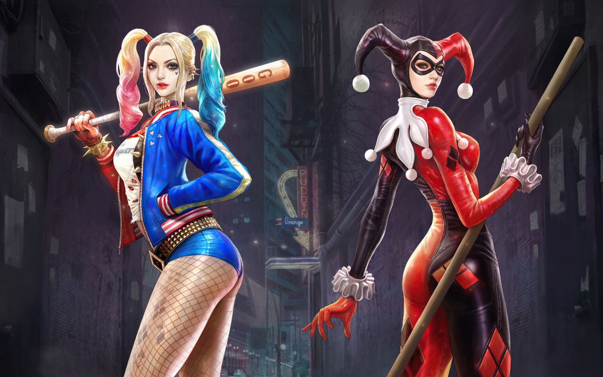 Wallpaper #4b84f Womens Deluxe Harley Quinn Jumpsuit Costume