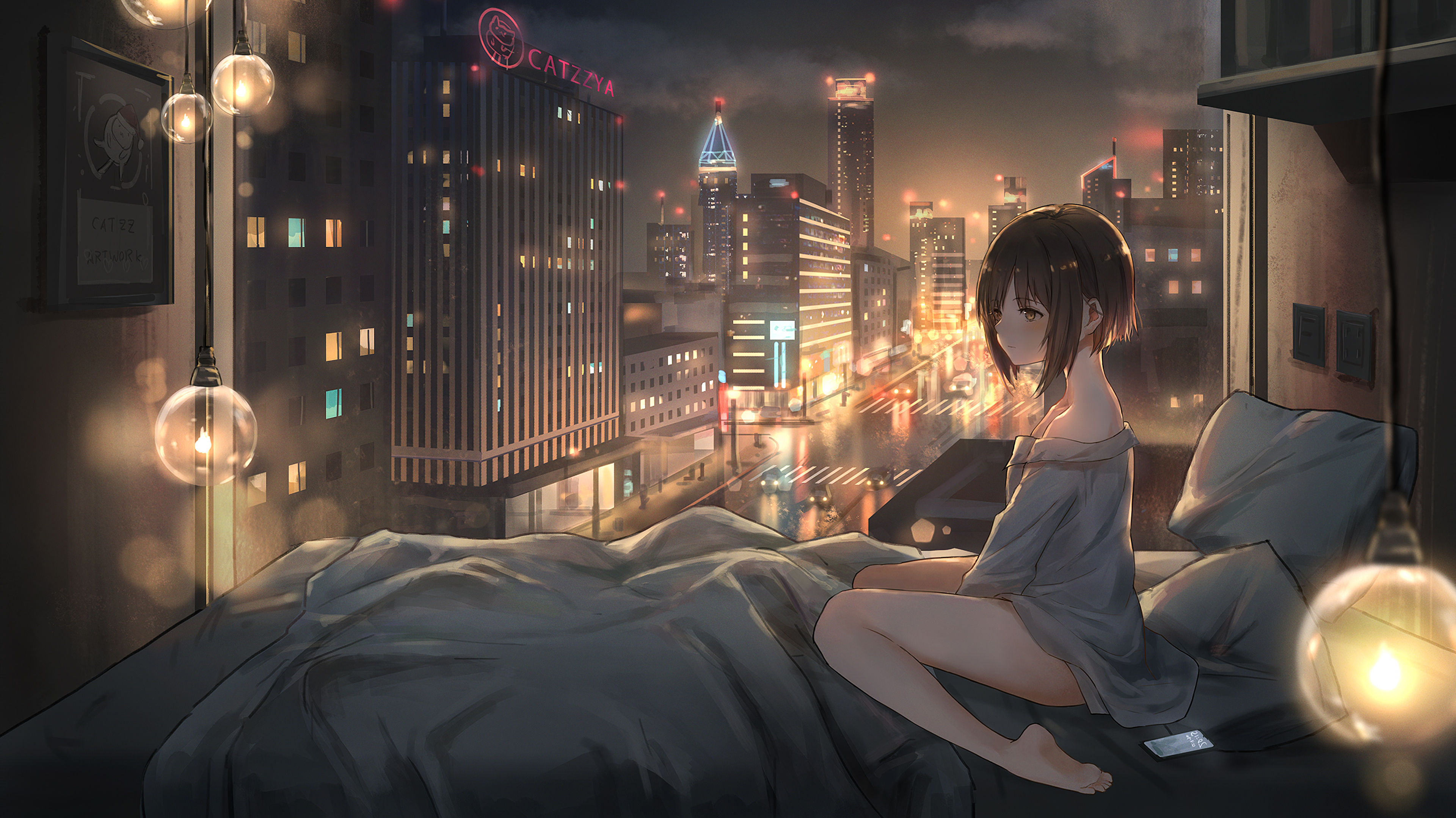 Wallpaper #3x28LZMBlOZrFDOkHNHb150 3840x2160 Anime Girl City Lights 4K 4k HD 4K Wallpapersimages