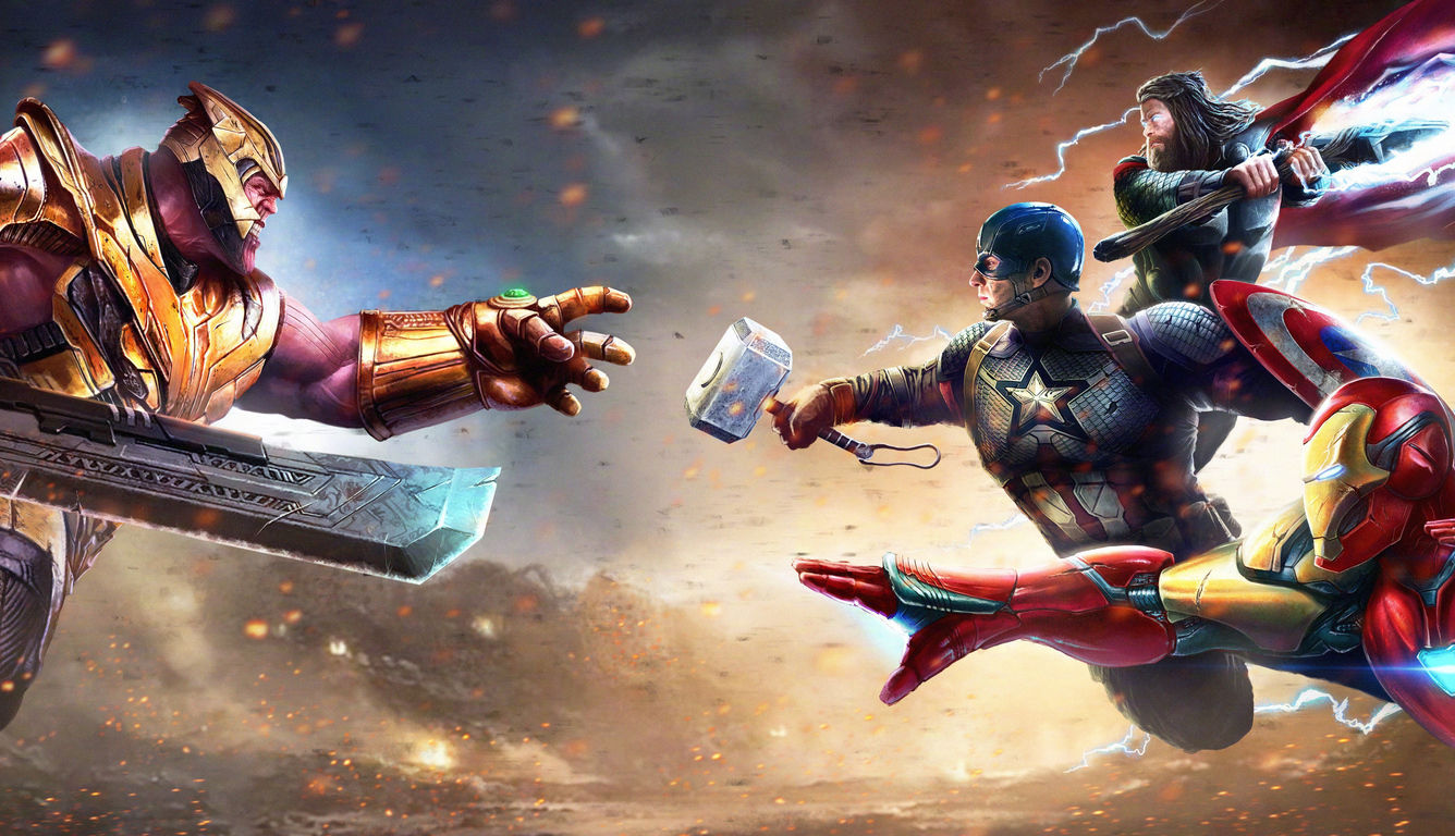 Wallpaper #ZaU7OJMBVBiSkHCaC42c81 1336x768 Thanos vs Iron Man Thor Captain America Laptop HD Hd 4K