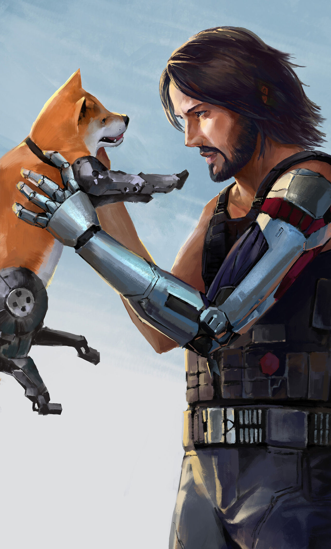 Wallpaper #rGeq_ZIBSpphPi3-Epyl311 1280x2120 Keanu Reeves Dog in Cyberpunk 2077 iPhone 6 HD 4K