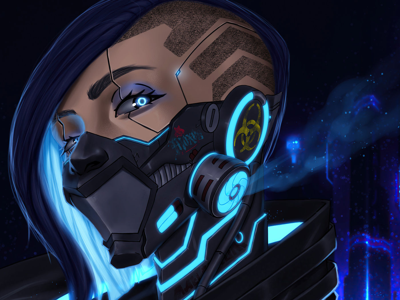 Wallpaper #43Ppf44BFI5NbQksWBd-20 1400x1050 Cyberpunk Girl Blue Mask 5K 1400x1050 Resolution HD 4K