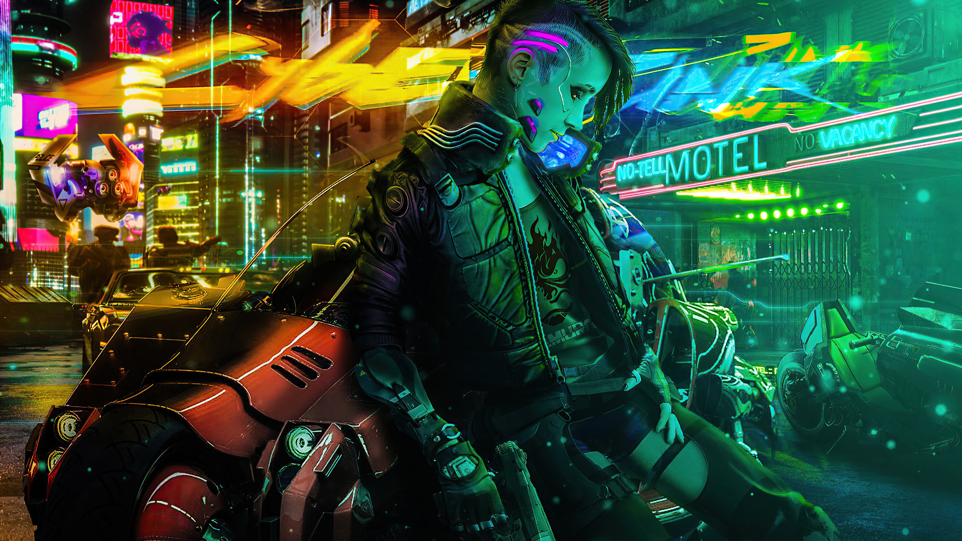 Wallpaper #eUWjj44B7YBJg1BVPp1425 1920x1080 Cyberpunk Girl Biker New 2020 Laptop Full HD 1080p HD 4K