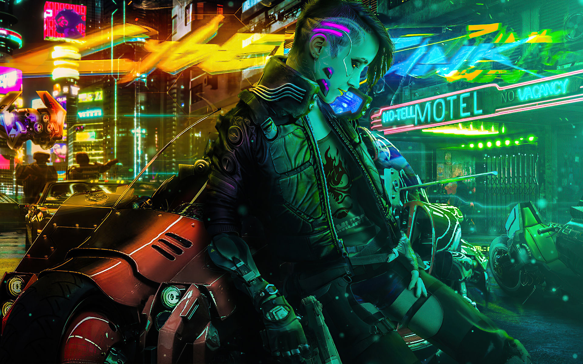 Wallpaper #IGePBZMBSpphPi3-ab3Z66 1920x1200 Cyberpunk Girl Biker New 2020 1080p Resolution HD 4K