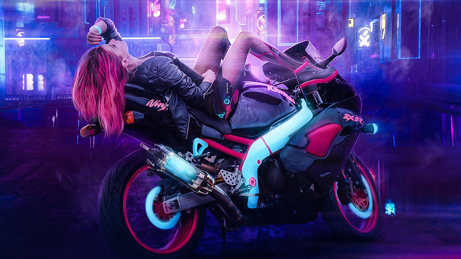 Wallpaper #eUWjj44B7YBJg1BVPp1416 1600x900 Cyberpunk Girl on Bike Wallpaper1600x900 Resolution HD 4K