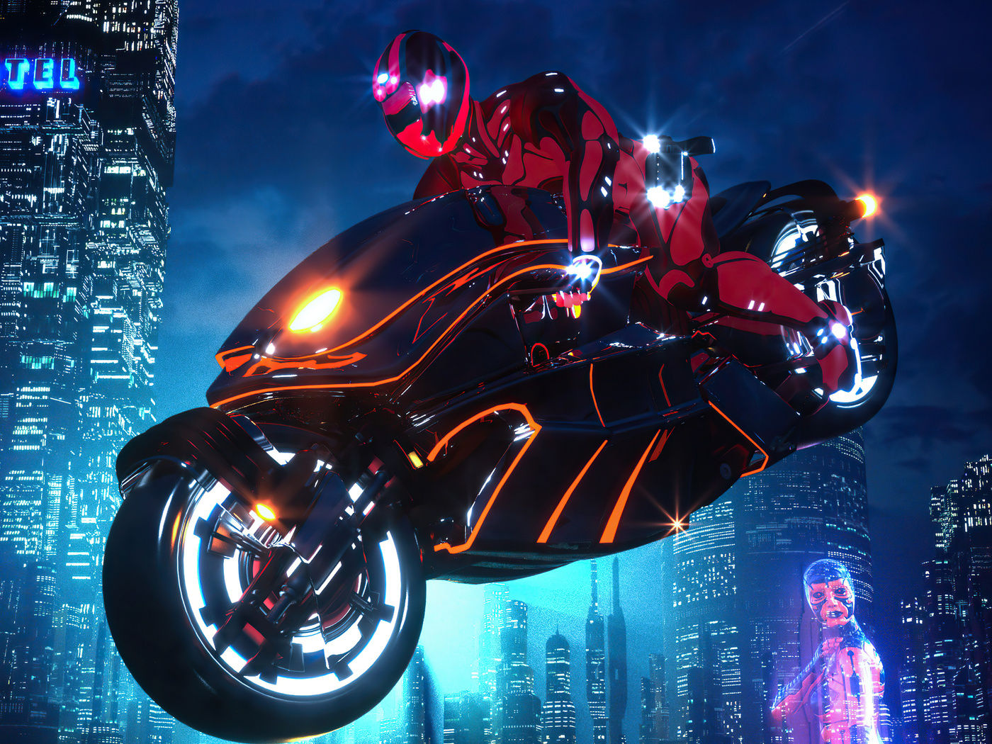 Wallpaper #JX2c9I4Bnwiau_P6bhAt8 1400x1050 Scifi Cyberpunk Bike 4K 1400x1050 Resolution HD 4K Wallpapers