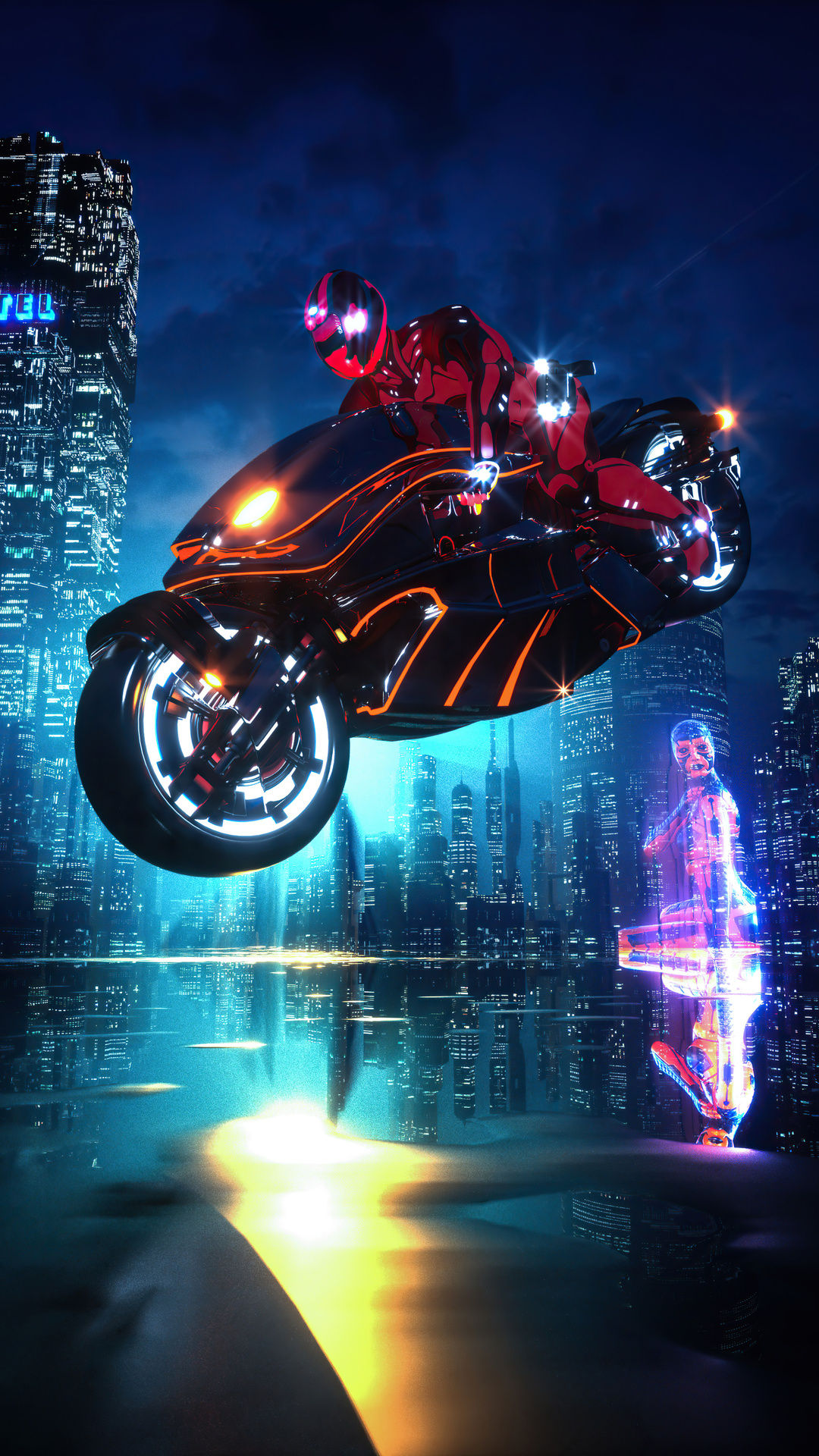 Wallpaper #eUWjj44B7YBJg1BVPp1458 1080x1920 Scifi Cyberpunk Bike 4K iPhone 76s6 Plus Pixel Xl One